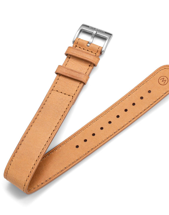 One-Piece Camel Leather Band & Steel Buckle