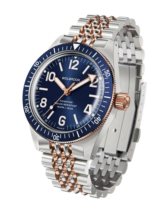Skindiver Automatic Bracelet Watch – Two-Tone Blue