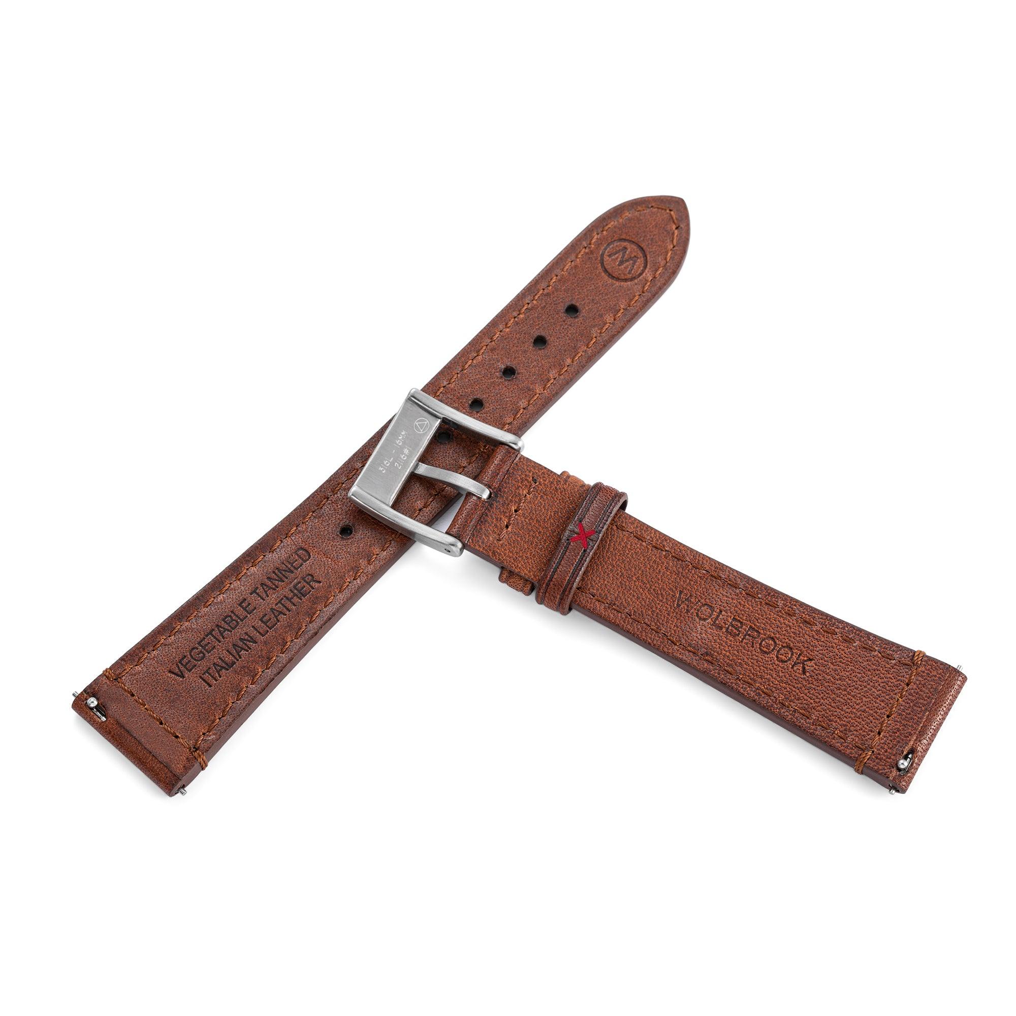 16mm Leather Watch Band - 16mm Brown Leather Watch Band - 16 mm