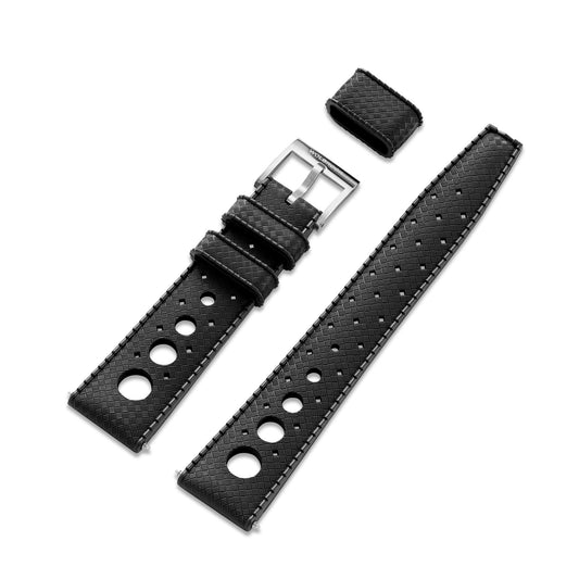 Black "Rally" Tropic Rubber Strap & Steel Buckle - Wolbrook Watches