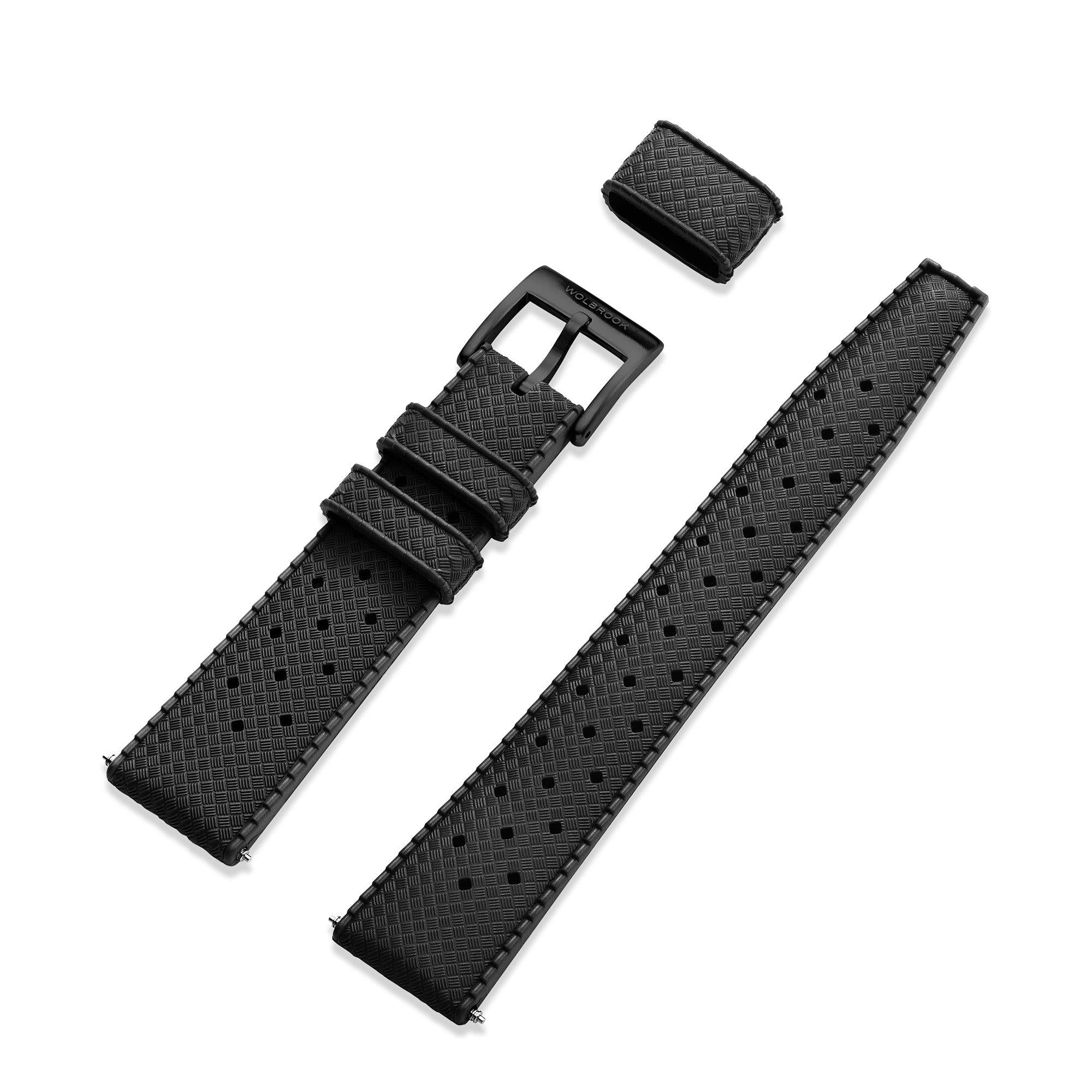 Black Tropic Rubber Strap & Black PVD Steel Buckle - Wolbrook Watches