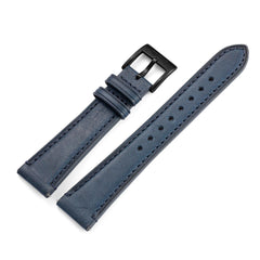 Two-Piece Blue Leather Strap & Black PVD Buckle - Wolbrook Watches