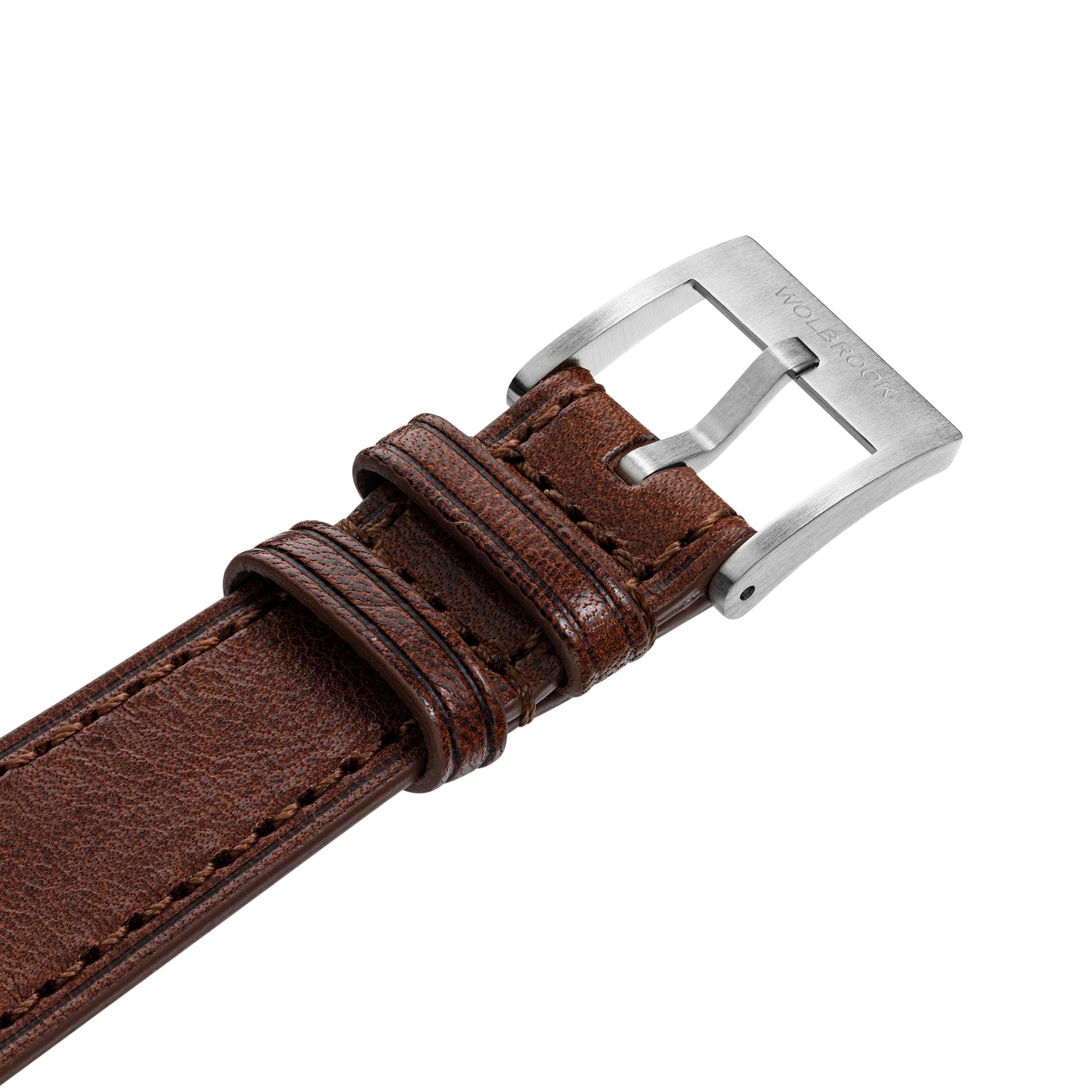 One-Piece Brown Tapered Leather Band & Steel Buckle