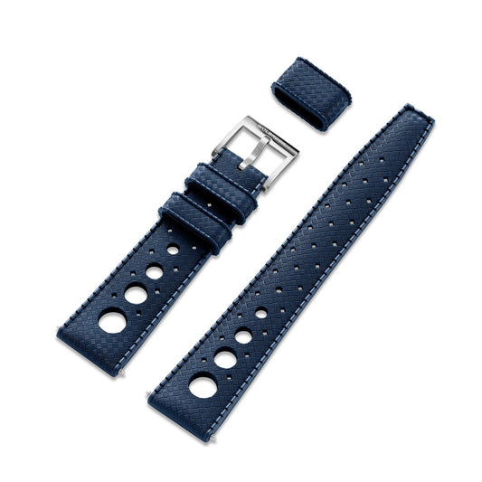 Dark Blue "Rally" Tropic Rubber Strap & Steel Buckle - Wolbrook Watches