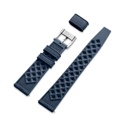 Dark Blue Tropic Rubber Strap & Steel Buckle - Wolbrook Watches
