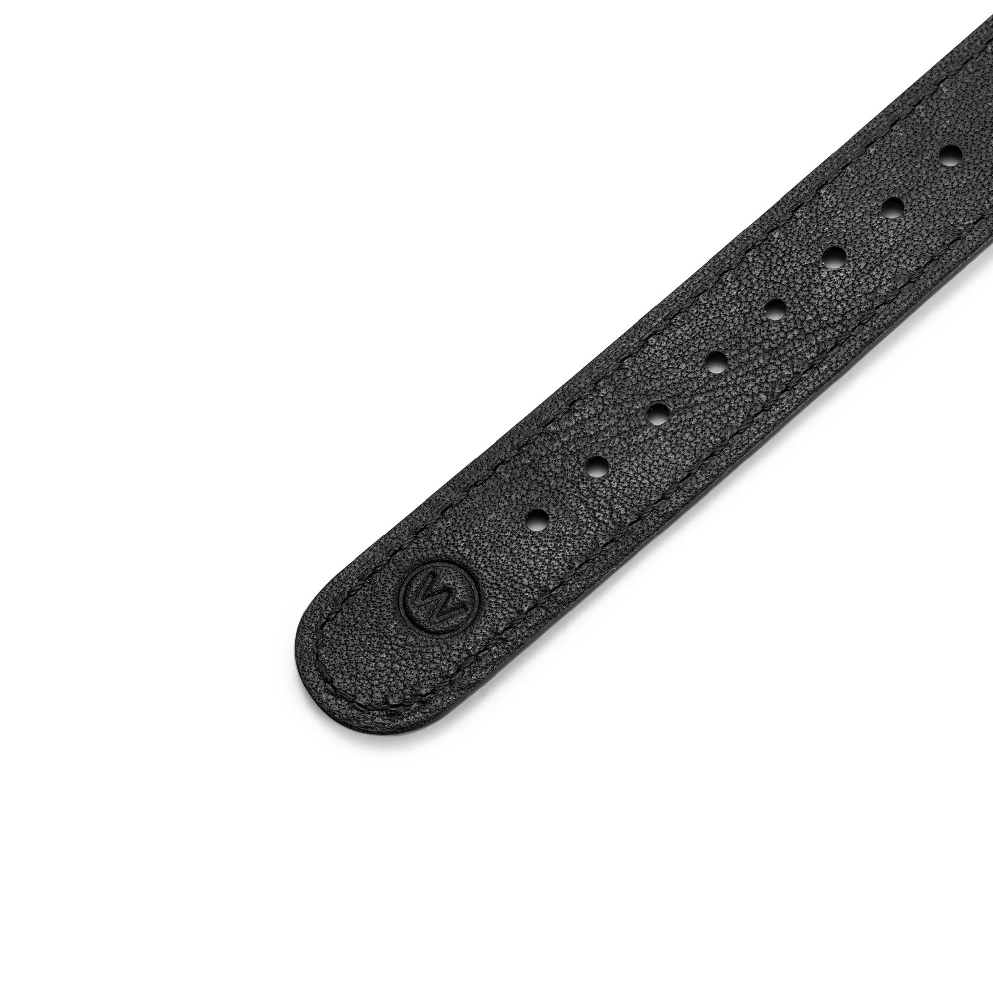 One-Piece Black Tapered Leather Band & Steel Buckle