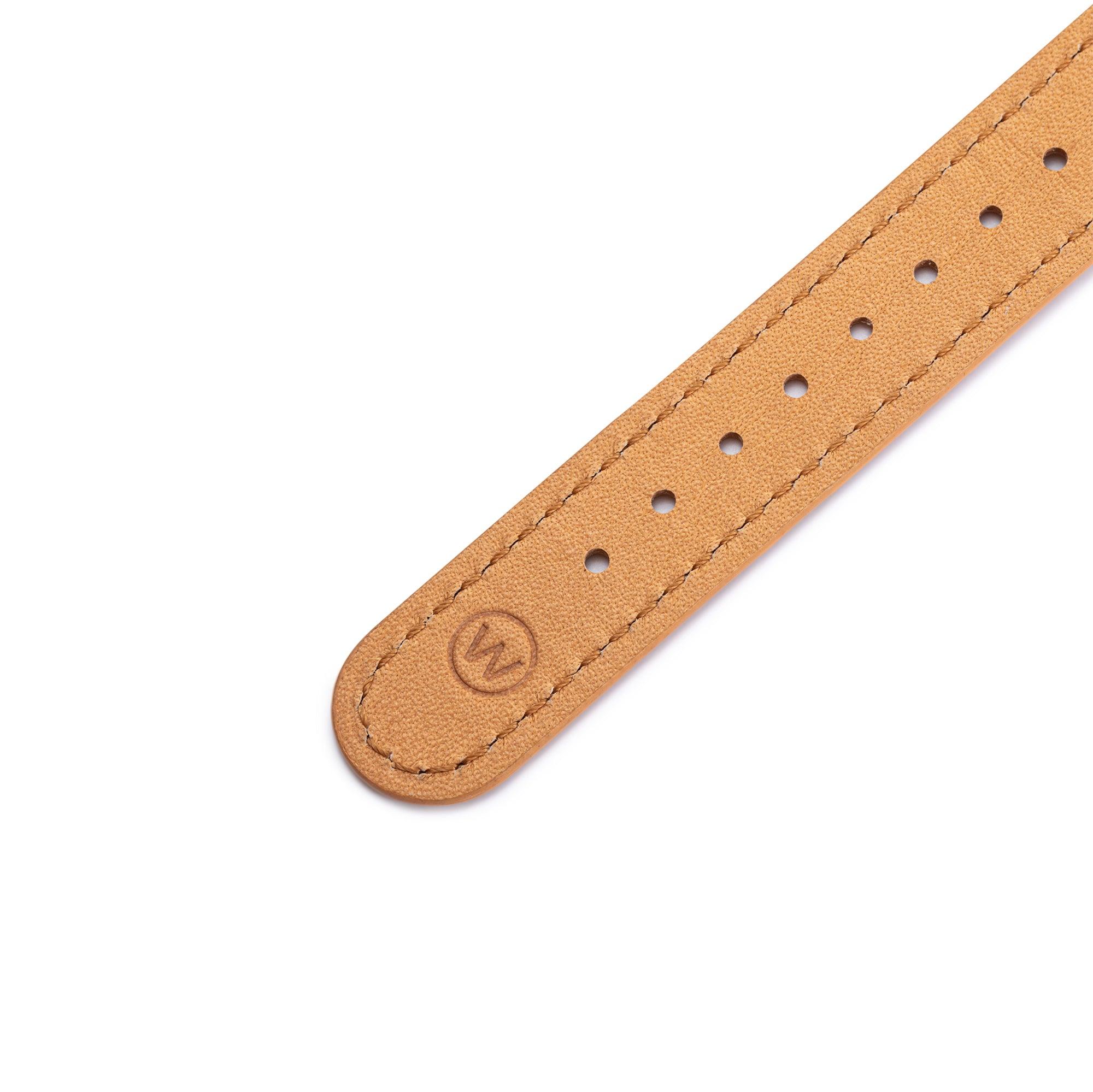 One-Piece Camel Tapered Leather Band & Steel Buckle - Wolbrook Watches