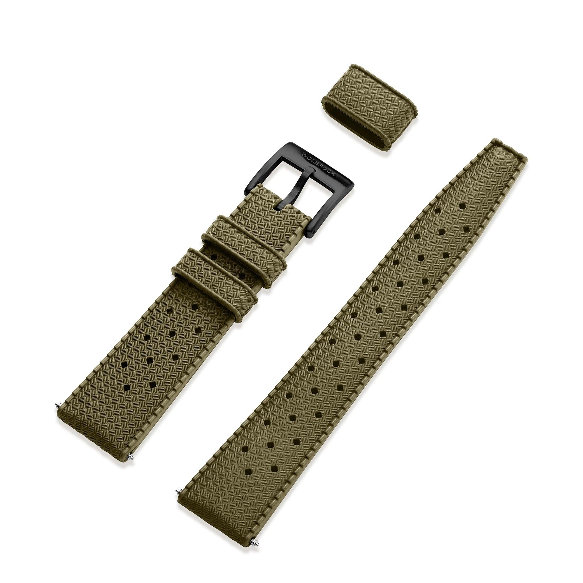 Military Green Tropic Rubber Strap & Black PVD Steel Buckle