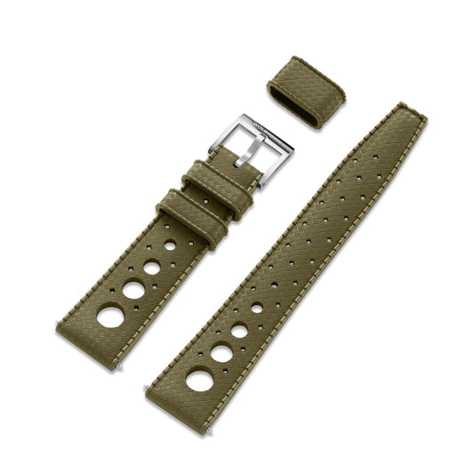 Military Green "Rally" Tropic Rubber Strap & Steel Buckle - Wolbrook Watches