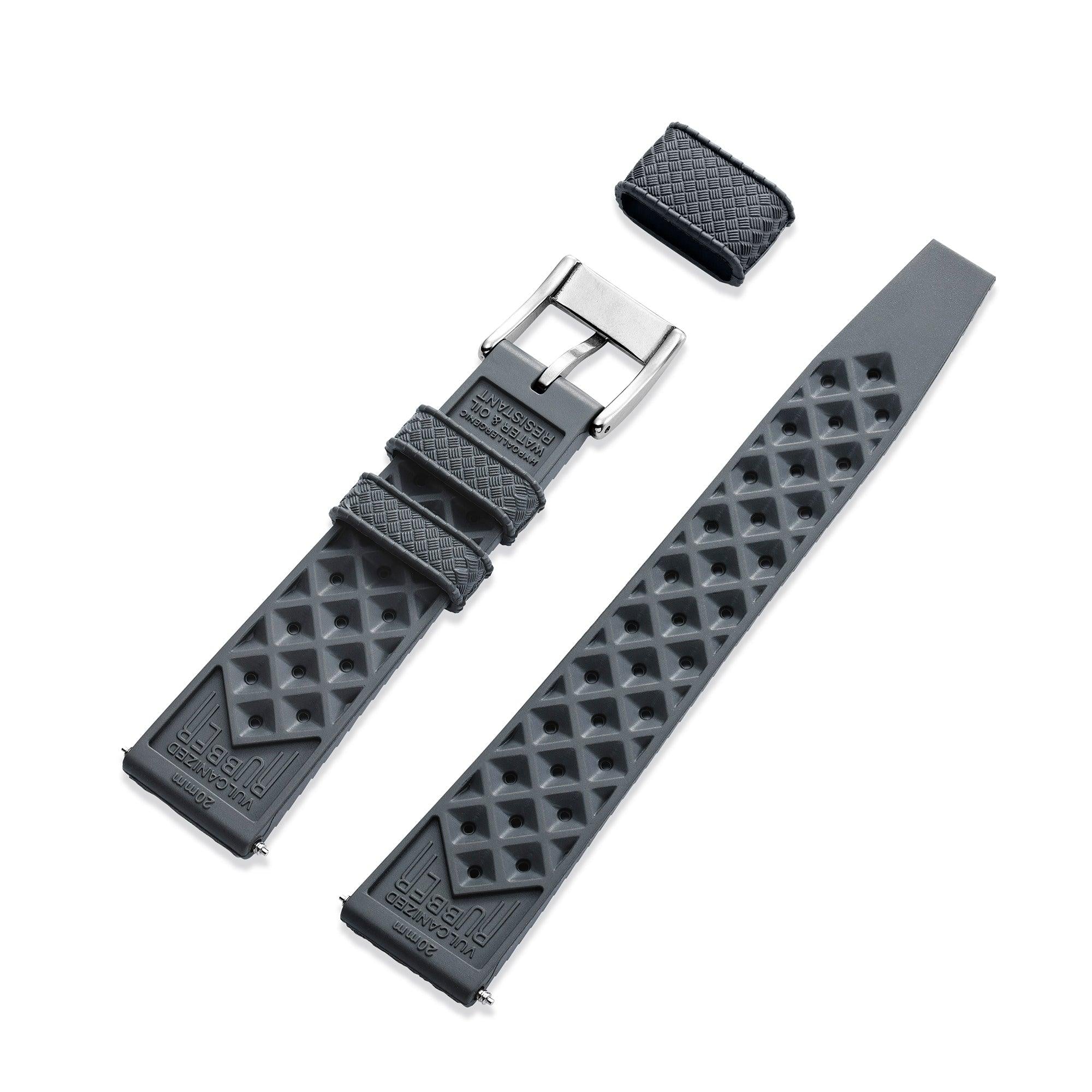 Grey Tropic Rubber Strap & Steel Buckle - Wolbrook Watches