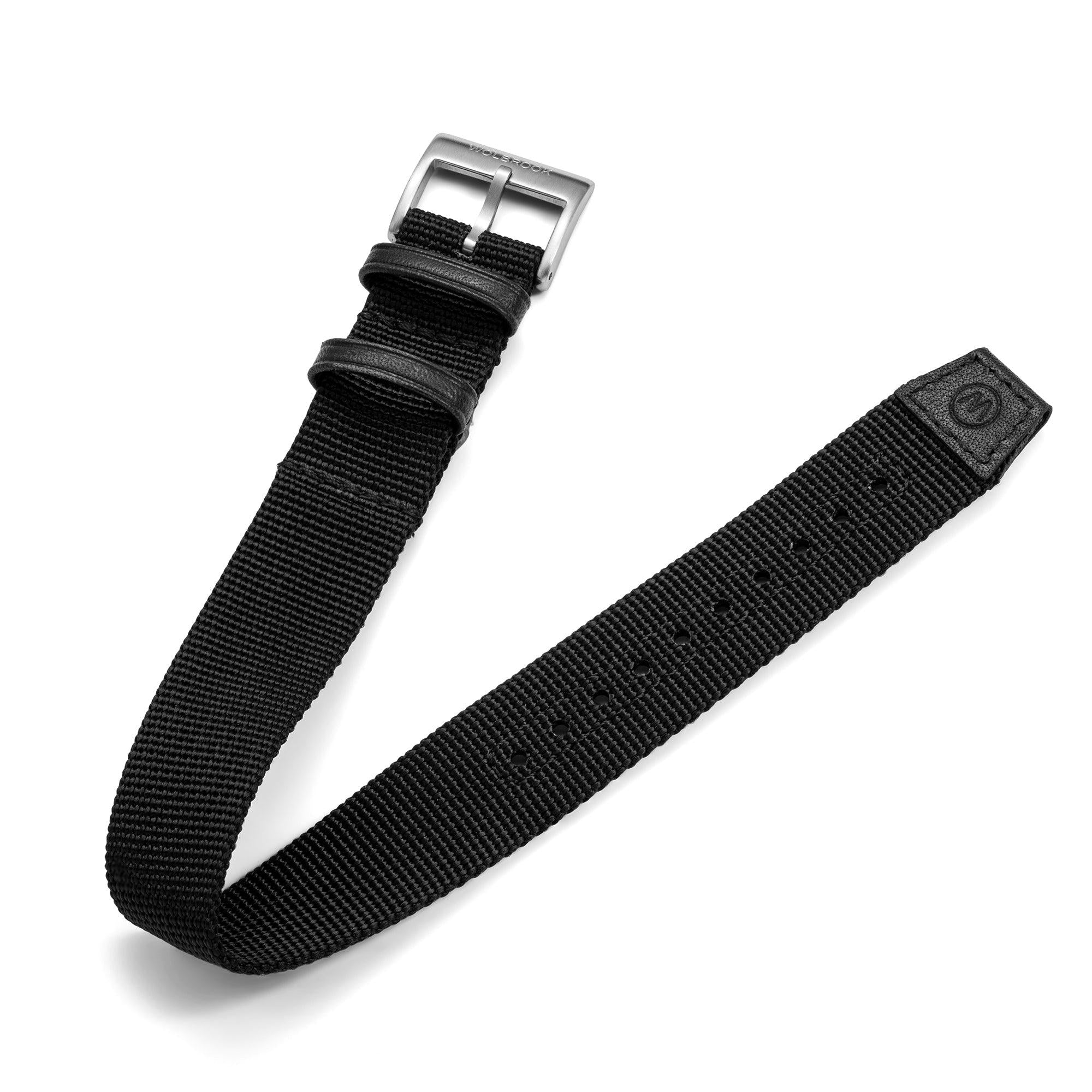One-Piece Black Nylon Strap & Steel Buckle - Wolbrook Watches