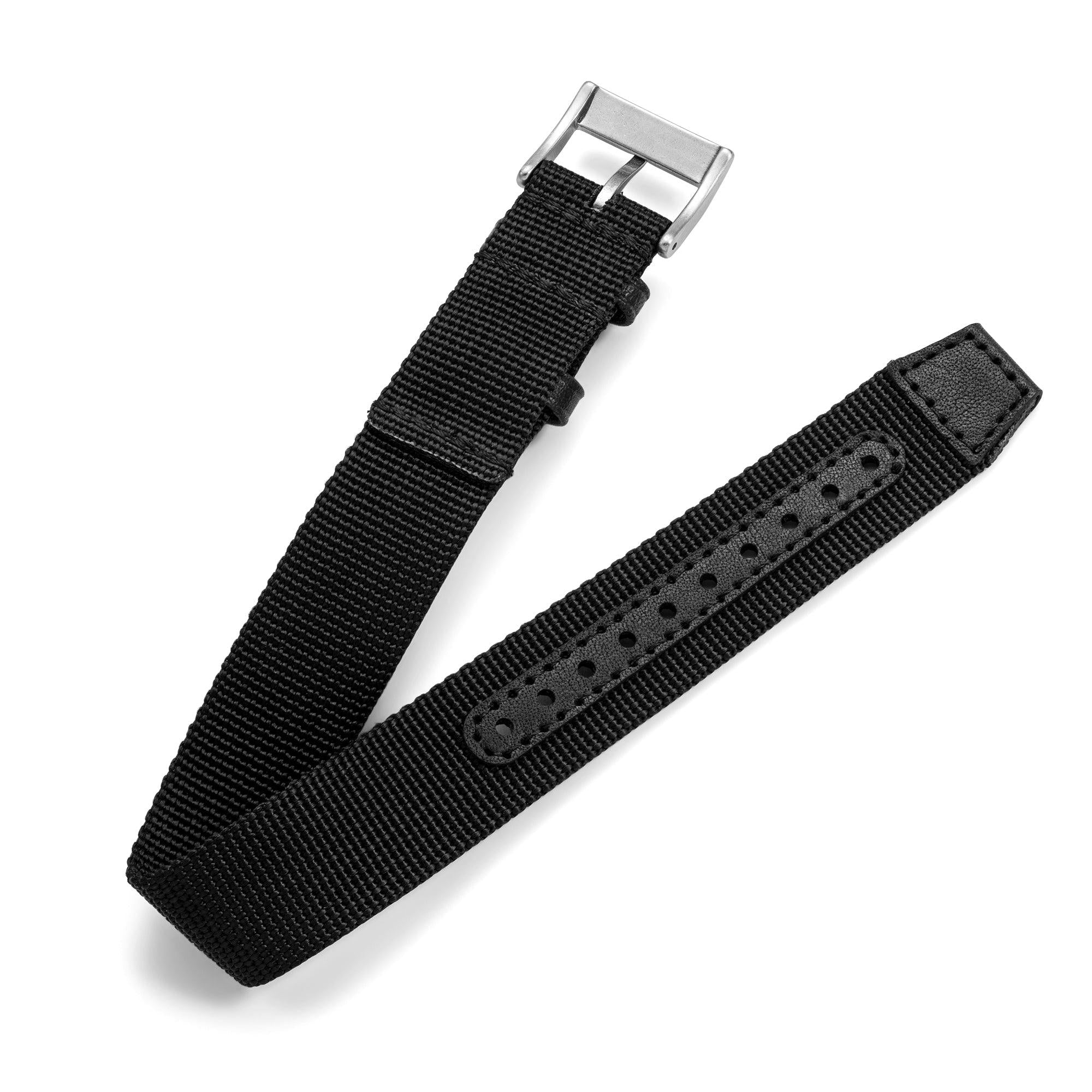 One-Piece Black Nylon Strap & Steel Buckle – Wolbrook Watches
