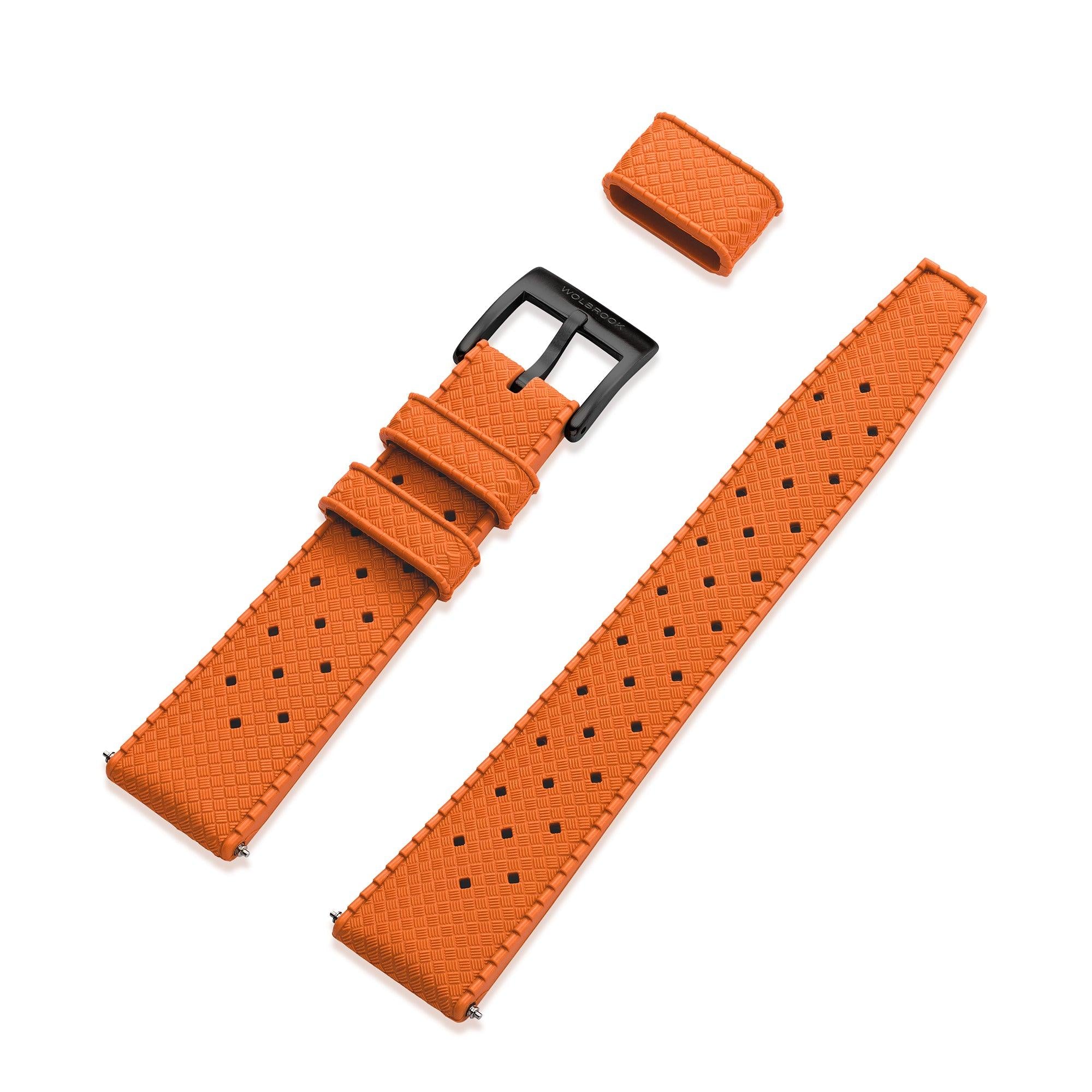 Orange Tropic Rubber Strap & Black PVD Steel Buckle - Wolbrook Watches