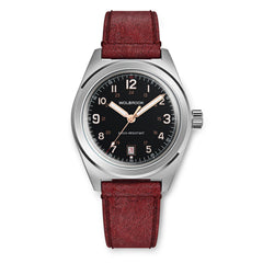 Outrider Automatic Watch – Black & Gilt on Red - Wolbrook Watches