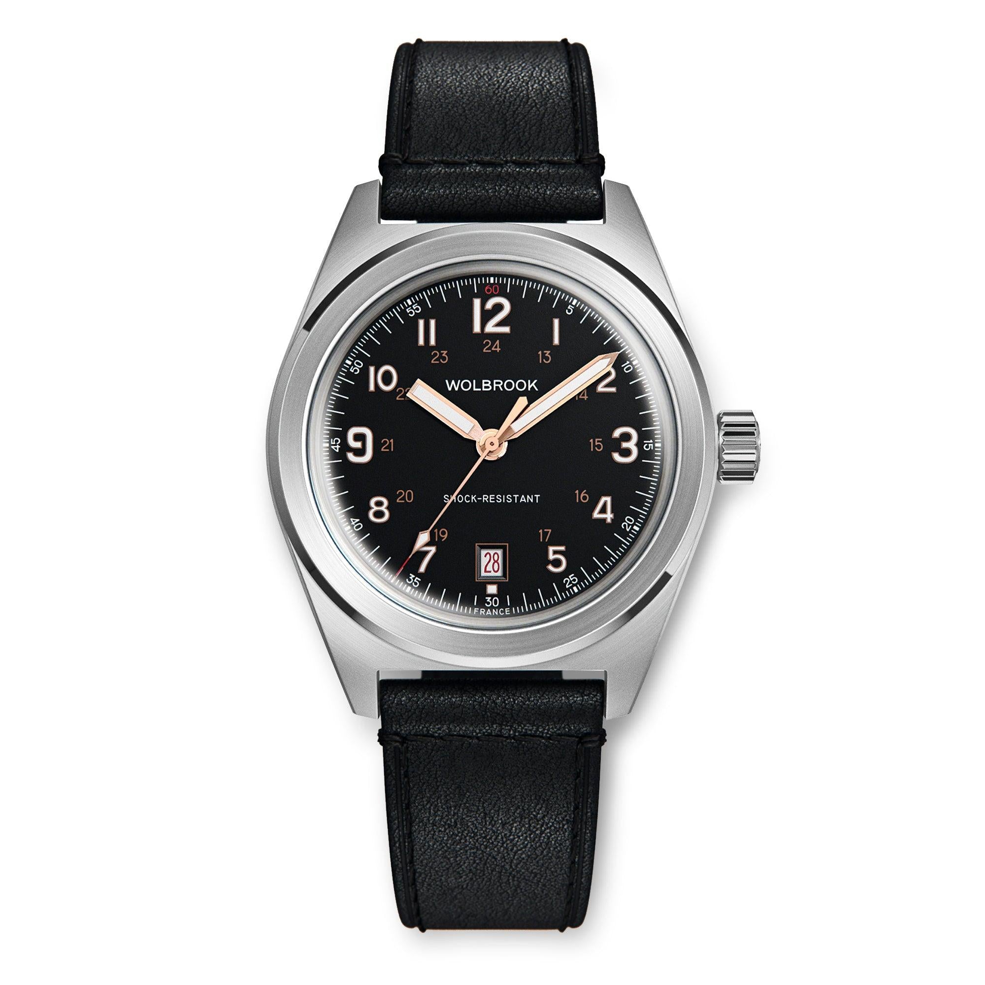 Outrider Automatic Watch – Black & Gilt on Black - Wolbrook Watches