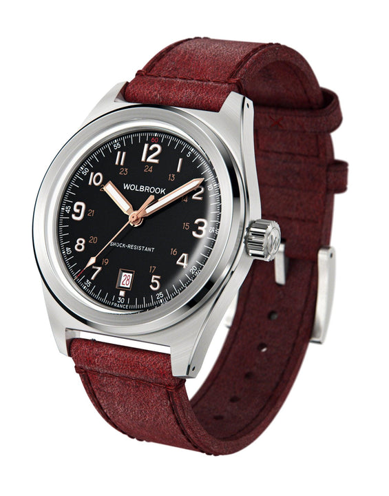 Outrider Automatic Watch – Black & Gilt on Red