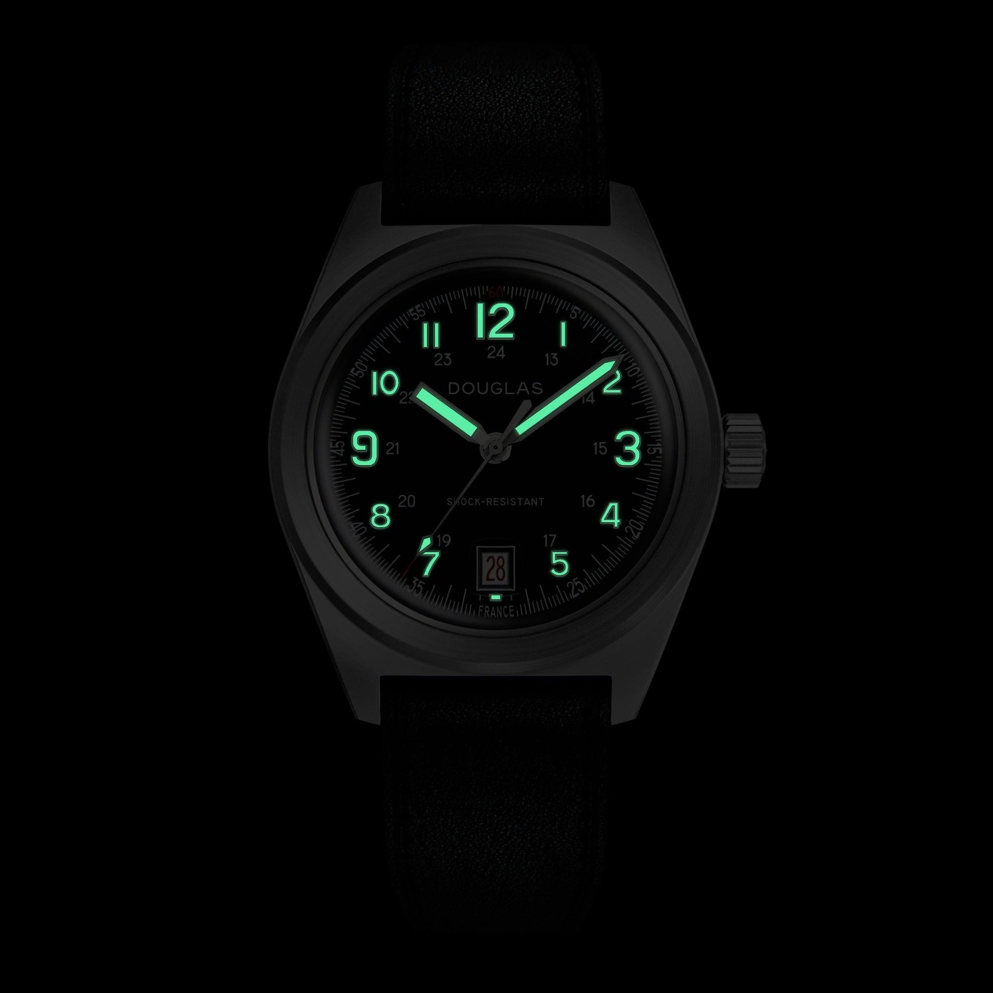 Outrider Professional Tool-Watch – Black & Green Lum - Wolbrook Watches