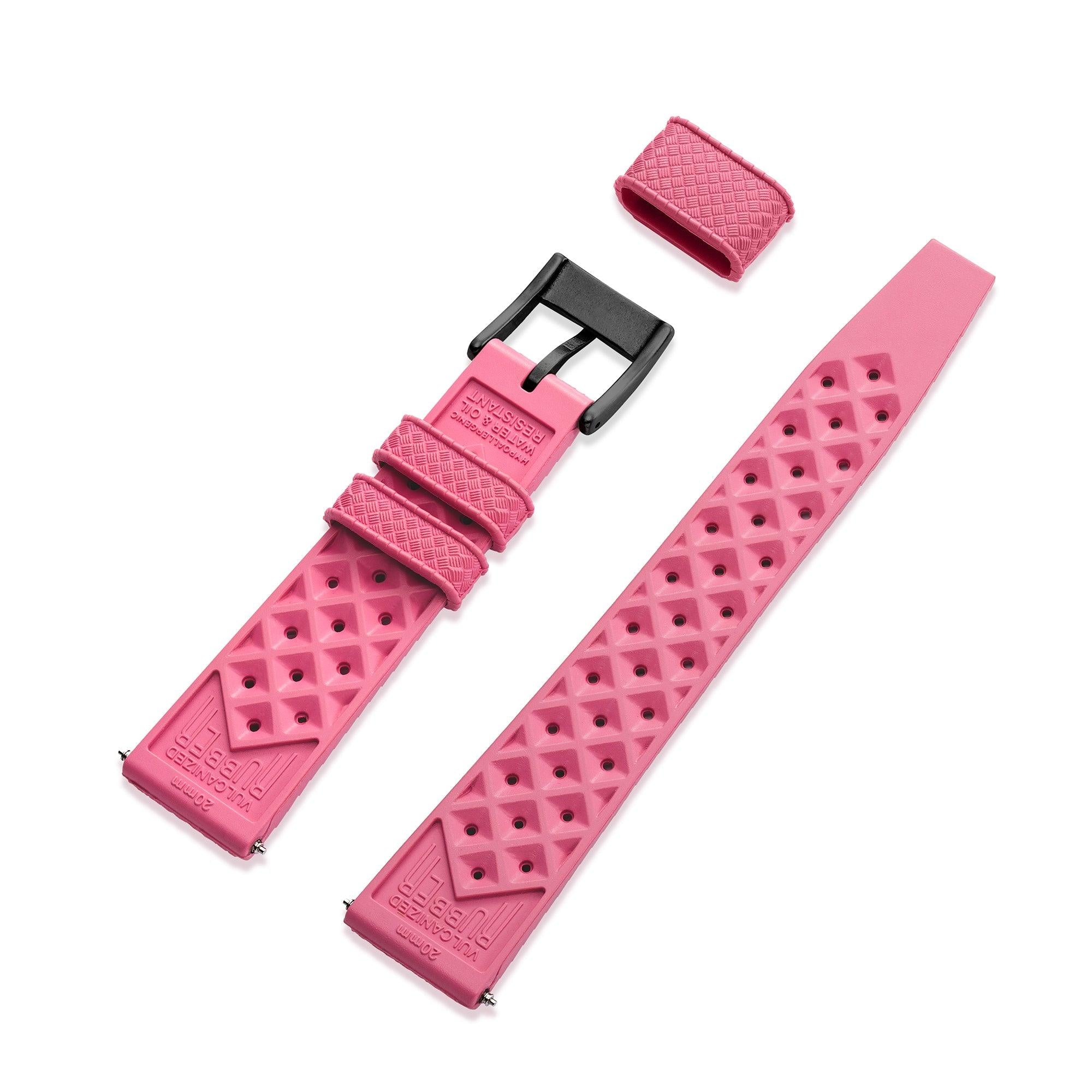 Pink Tropic Rubber Strap & Black PVD Steel Buckle - Wolbrook Watches