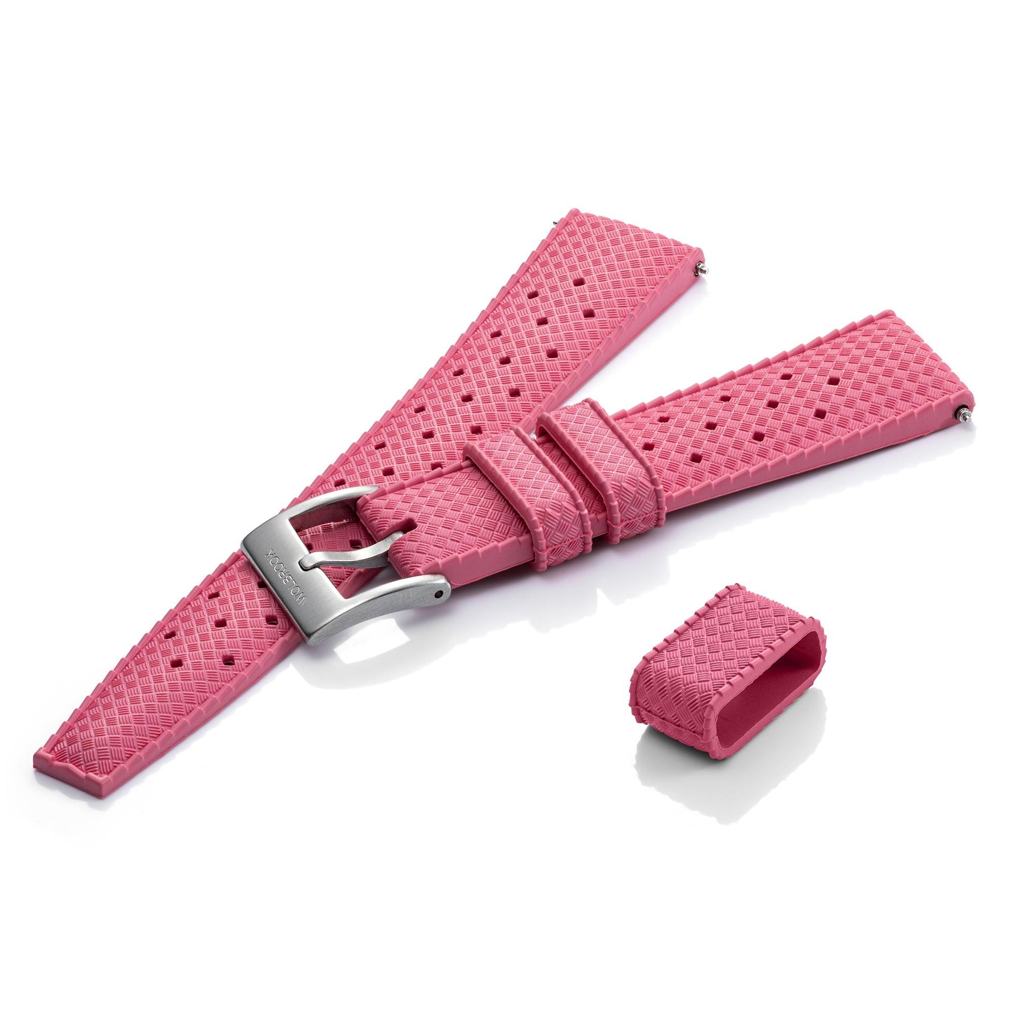 Pink Tropic Rubber Strap & Steel Buckle - Wolbrook Watches
