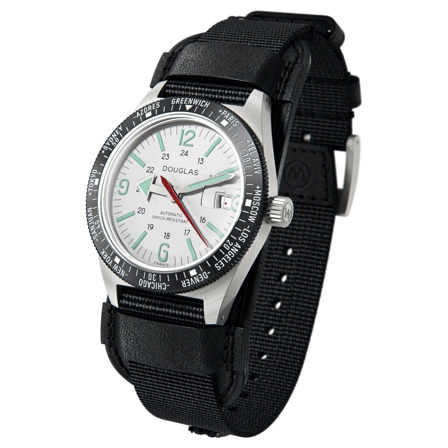 Skindiver WT Professional Tool-Watch with Black Dial and Green C7 Super-LumiNova, on Steel Case with Black PVD Bezel 3/4 view