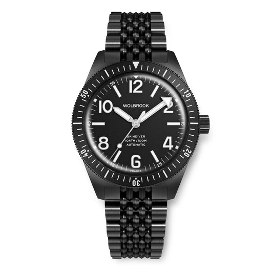 Skindiver Automatic Bracelet Watch - Black PVD - Wolbrook Watches