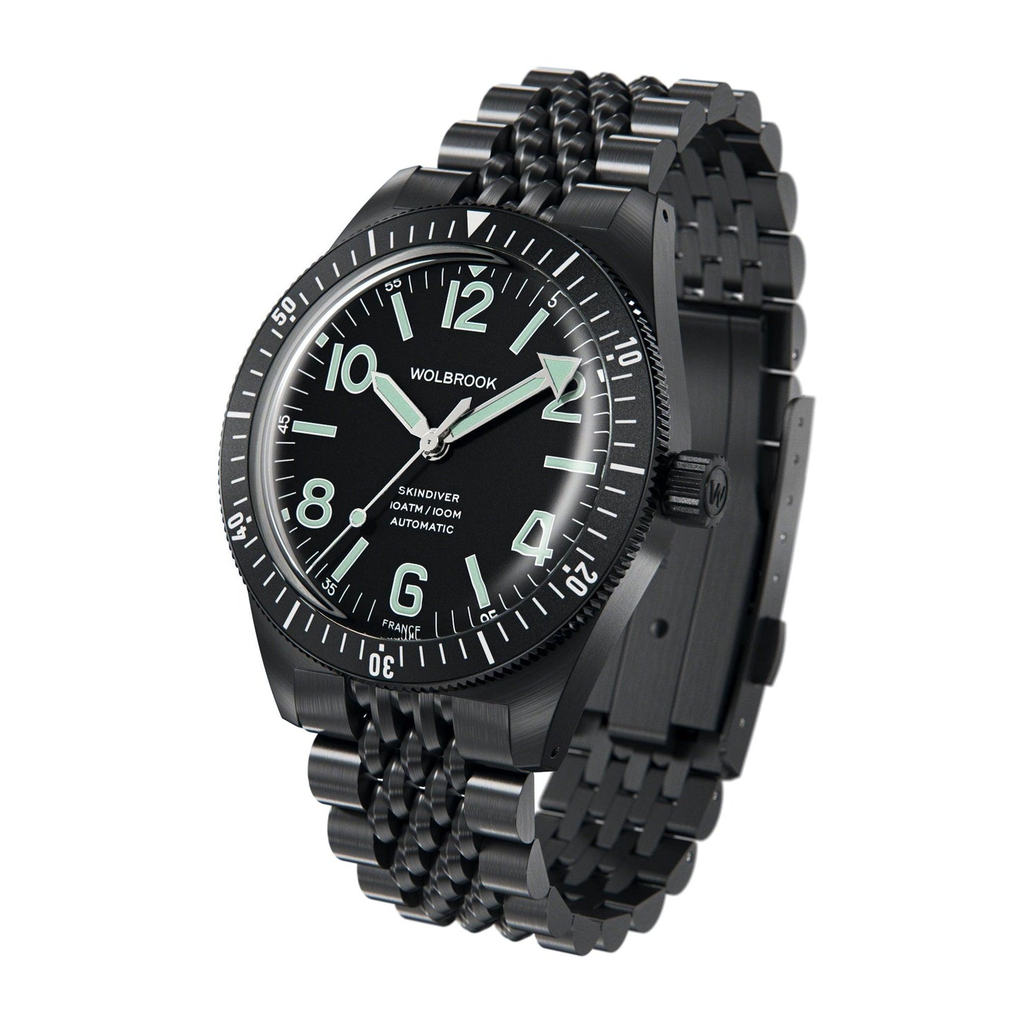 Skindiver Automatic Bracelet Watch - Green Lum & Black PVD - 21