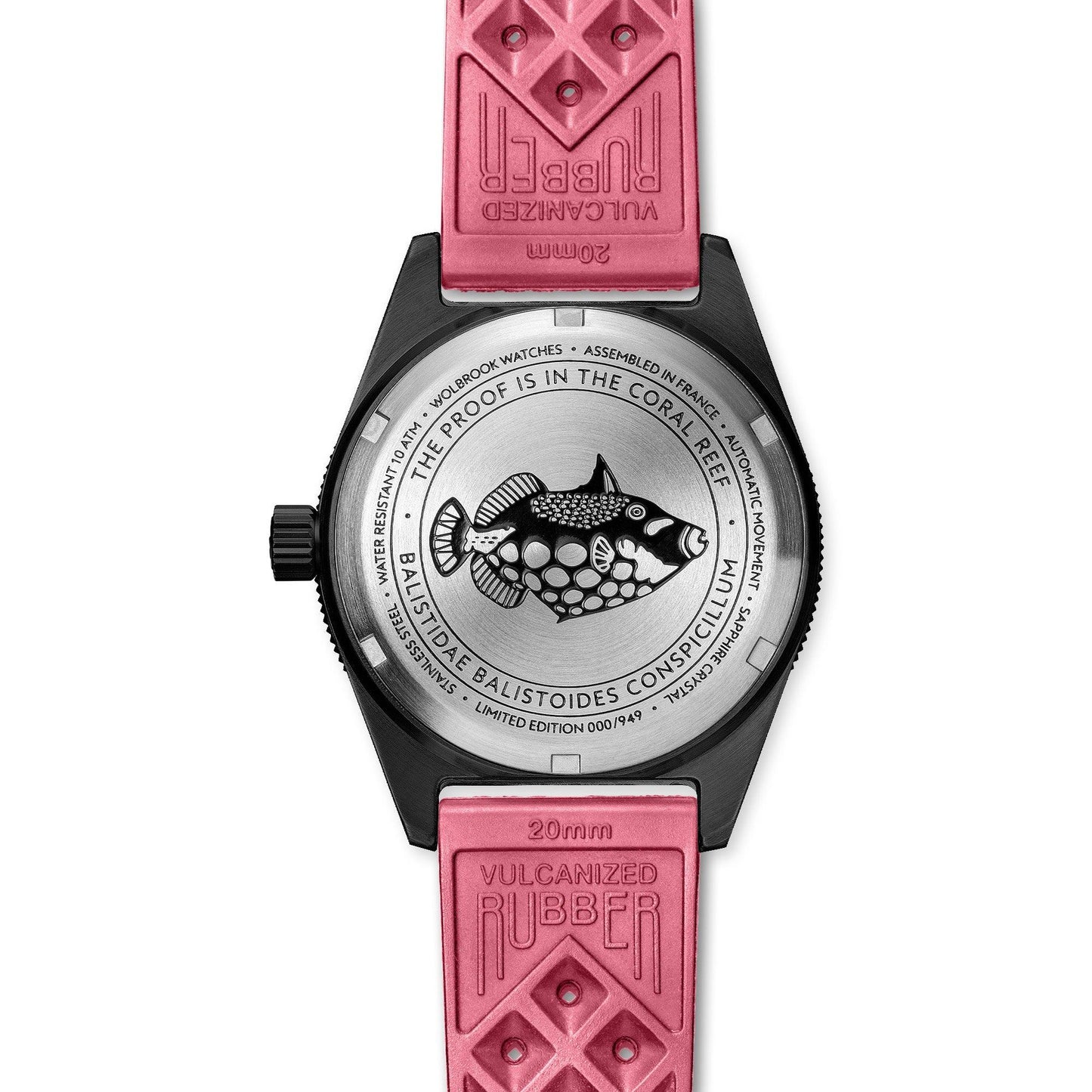 Skindiver Automatic Watch - Black PVD on Pink - Wolbrook Watches