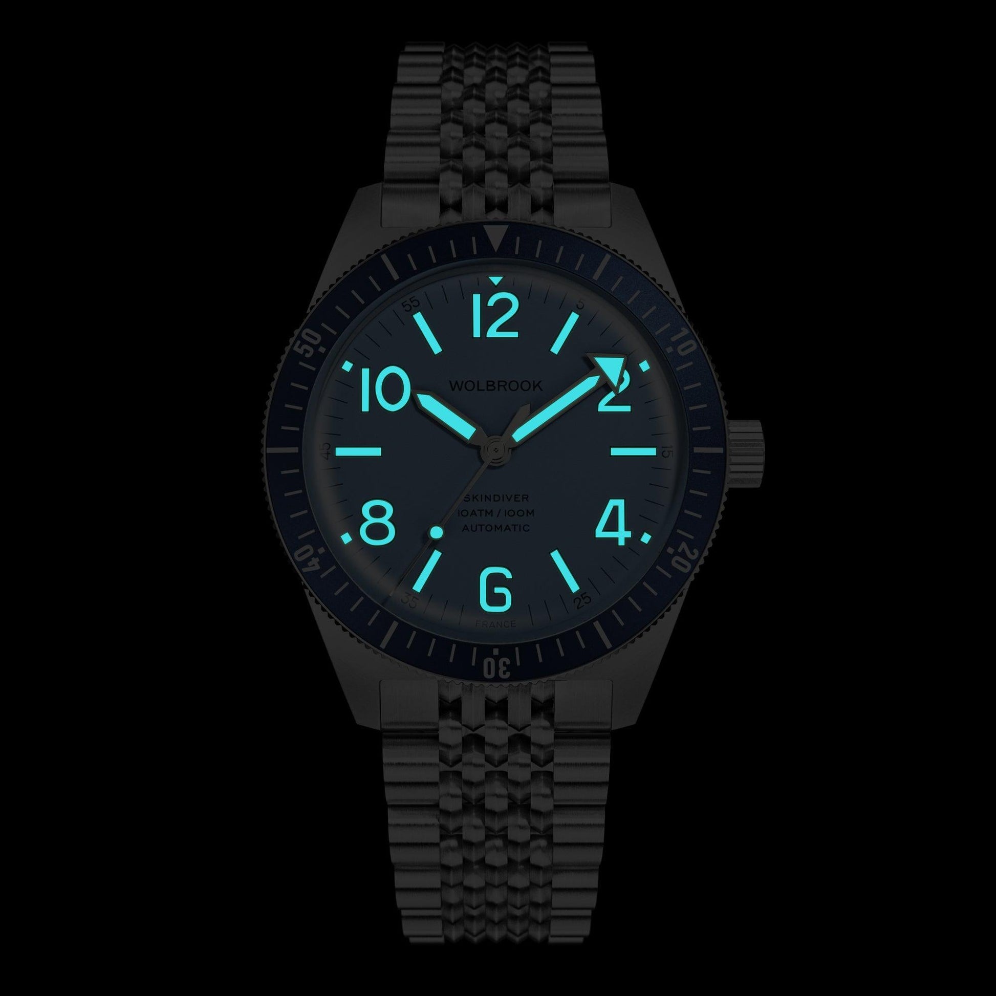Skindiver Automatic Bracelet Watch – Sky Blue & Dark Blue Bezel - Wolbrook Watches