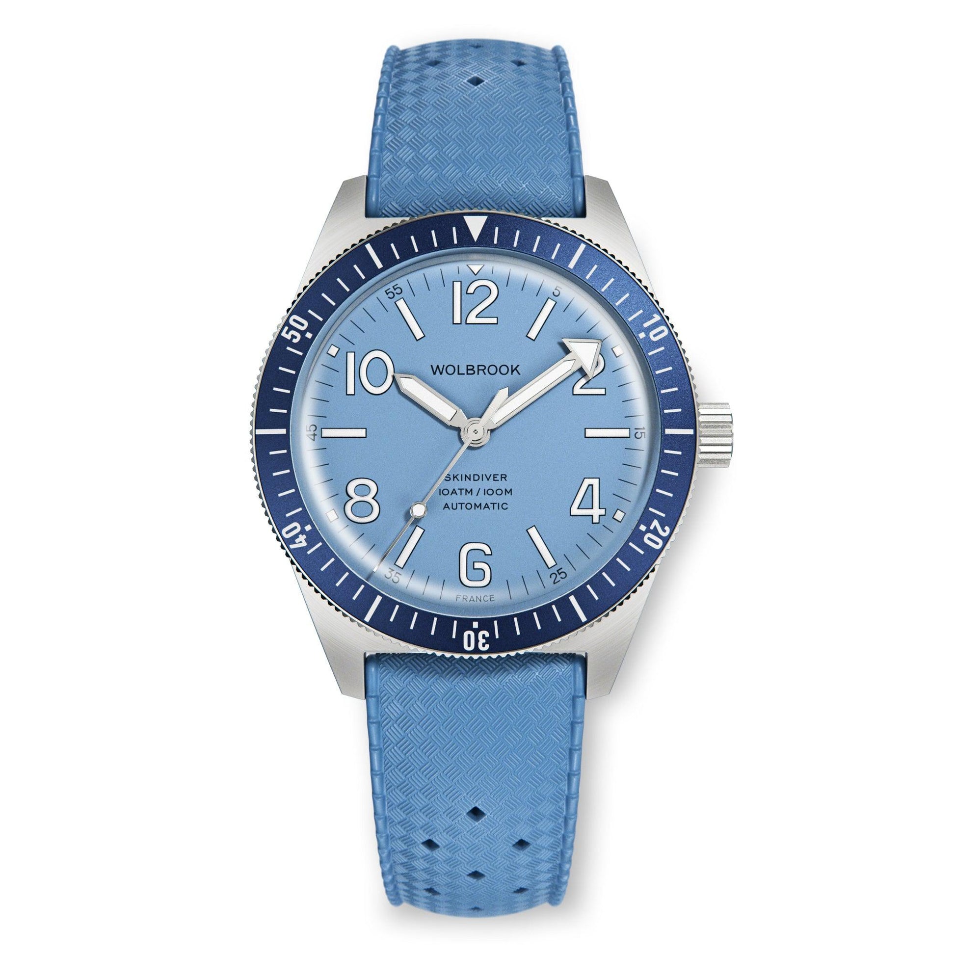 Skindiver Automatic Watch – Sky Blue & Dark Blue Bezel - Wolbrook Watches