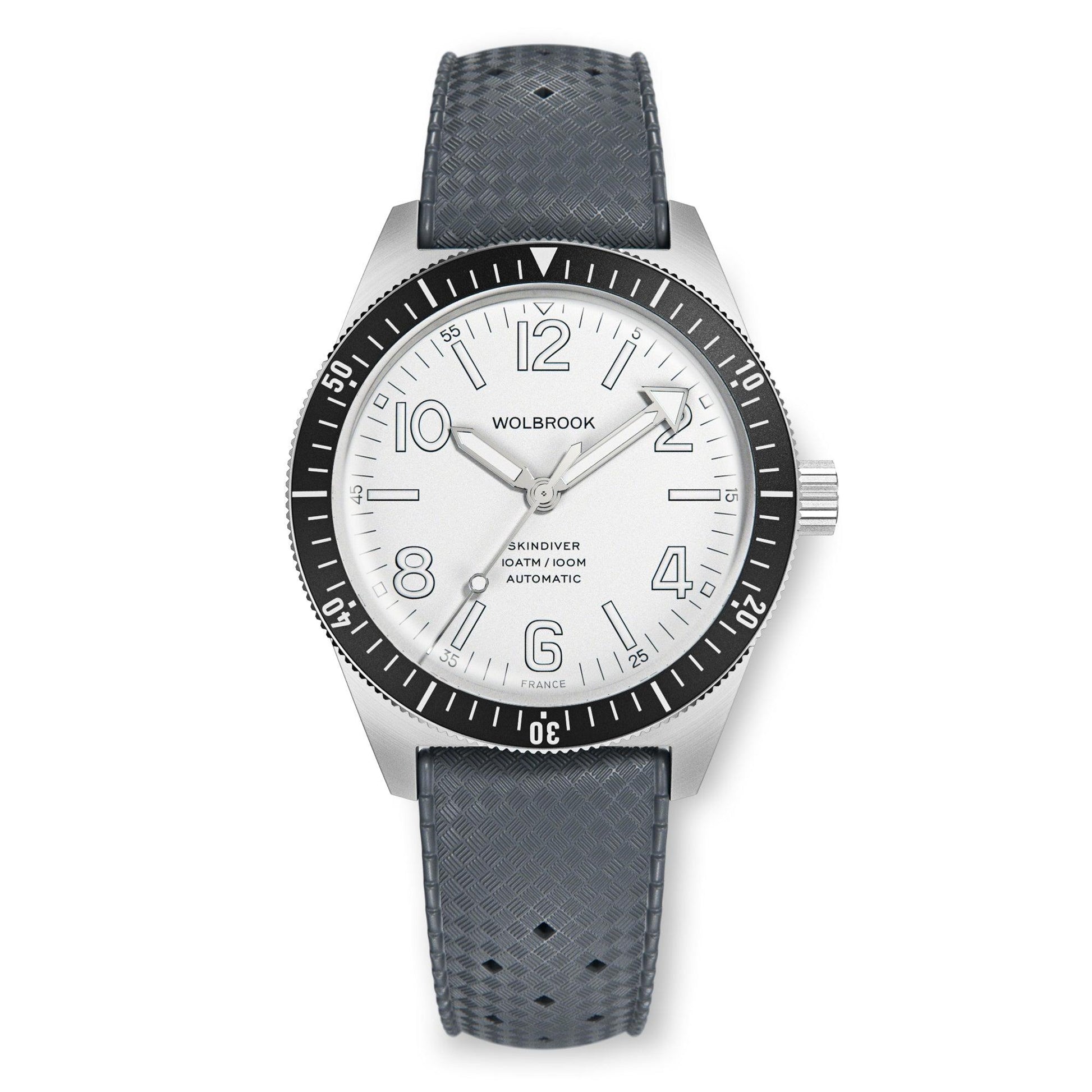 Skindiver Automatic Watch – White Dial & Black Bezel - Wolbrook Watches