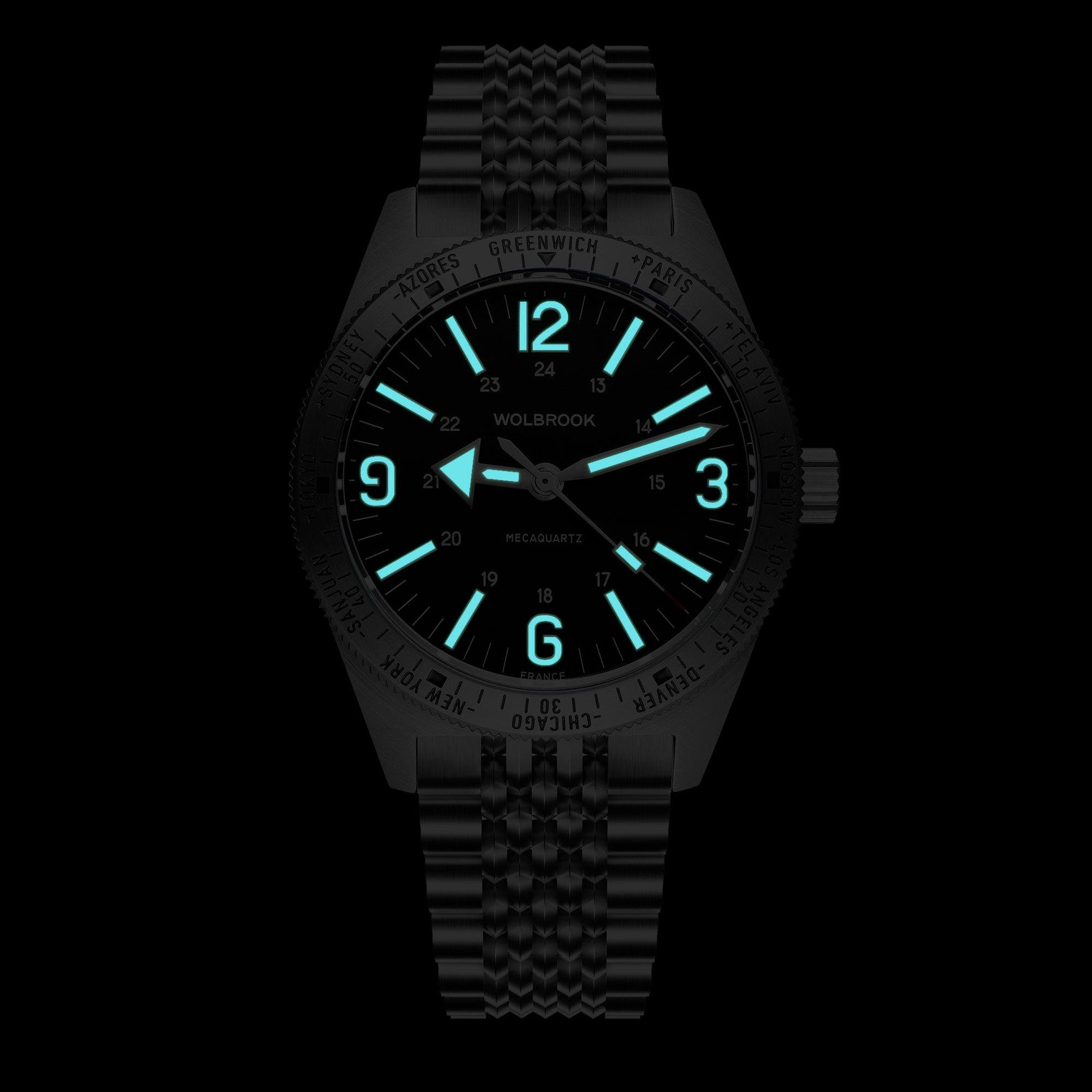 Skindiver WT Mecaquartz Bracelet Watch - Black & Steel - Wolbrook Watches