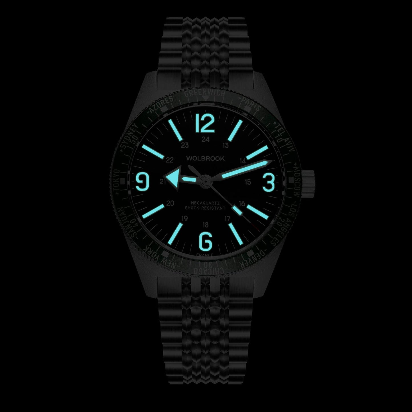 Skindiver WT Mecaquartz Bracelet Watch - Green, Black & Steel - Wolbrook Watches