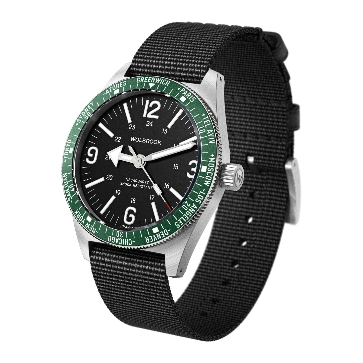 Skindiver WT Mecaquartz Watch - Green, Black & Steel - Wolbrook Watches