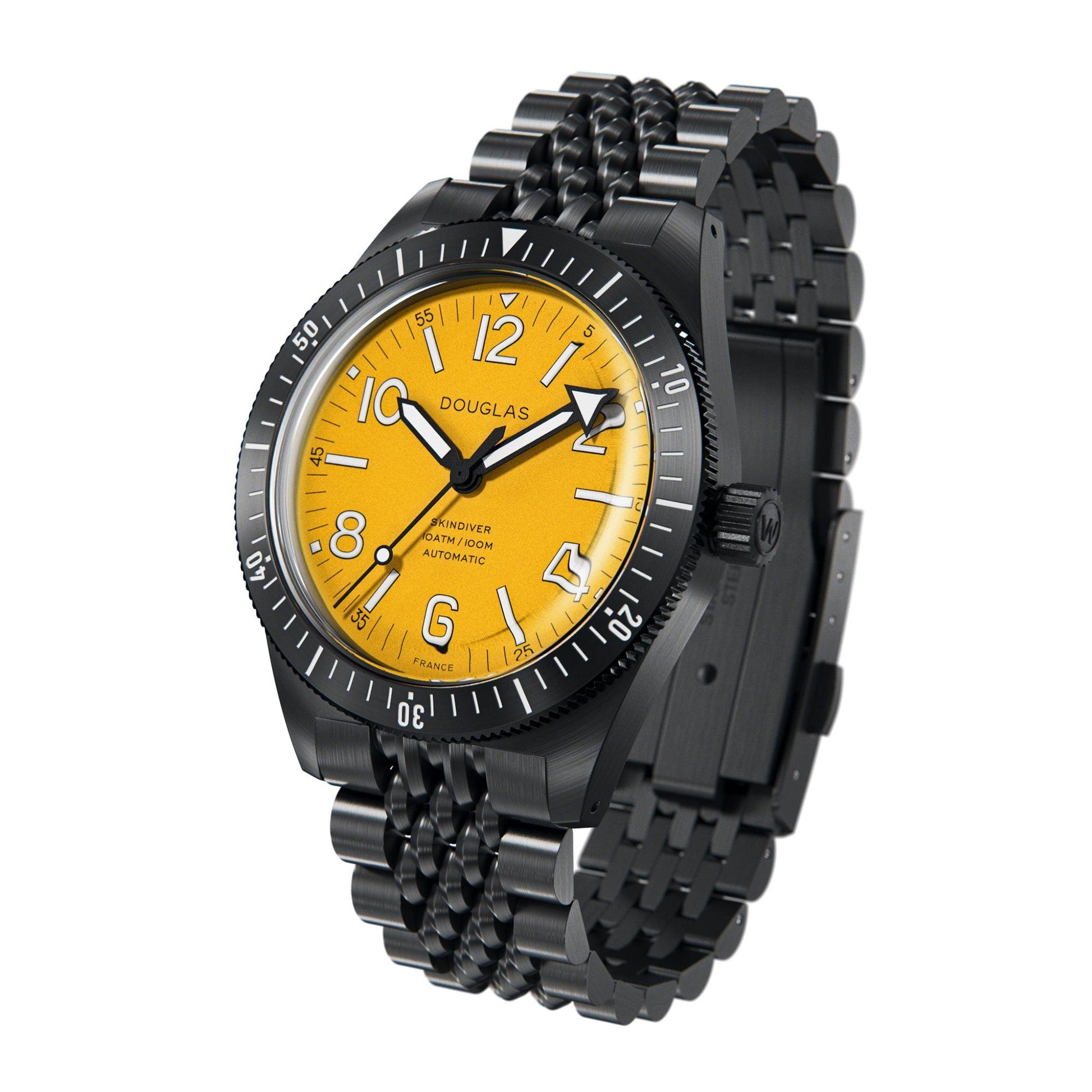 Skindiver Professional Bracelet Tool-Watch – Yellow & Black PVD - Wolbrook Watches