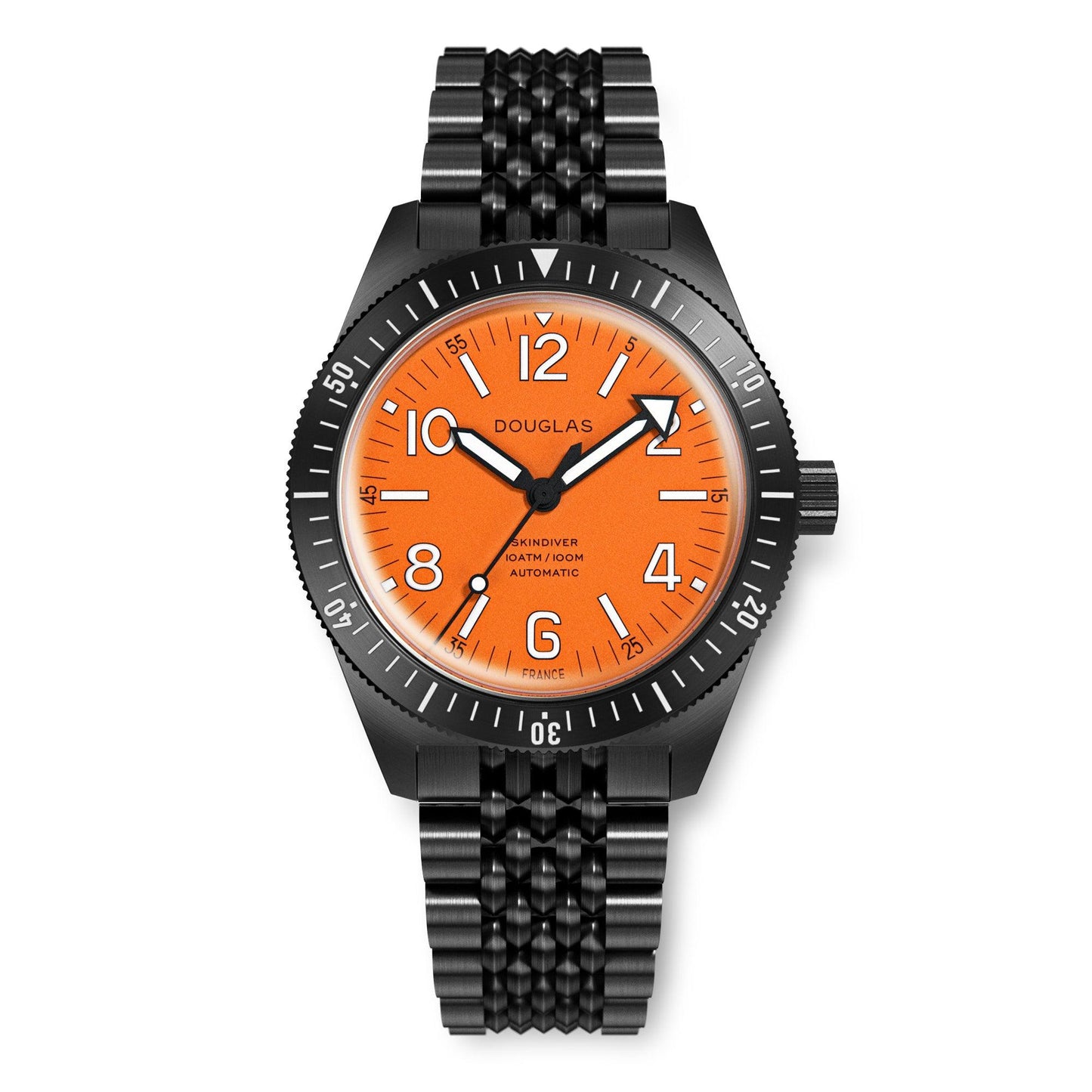 Skindiver Professional Bracelet Tool-Watch - Orange Dial & Black PVD - Wolbrook Watches