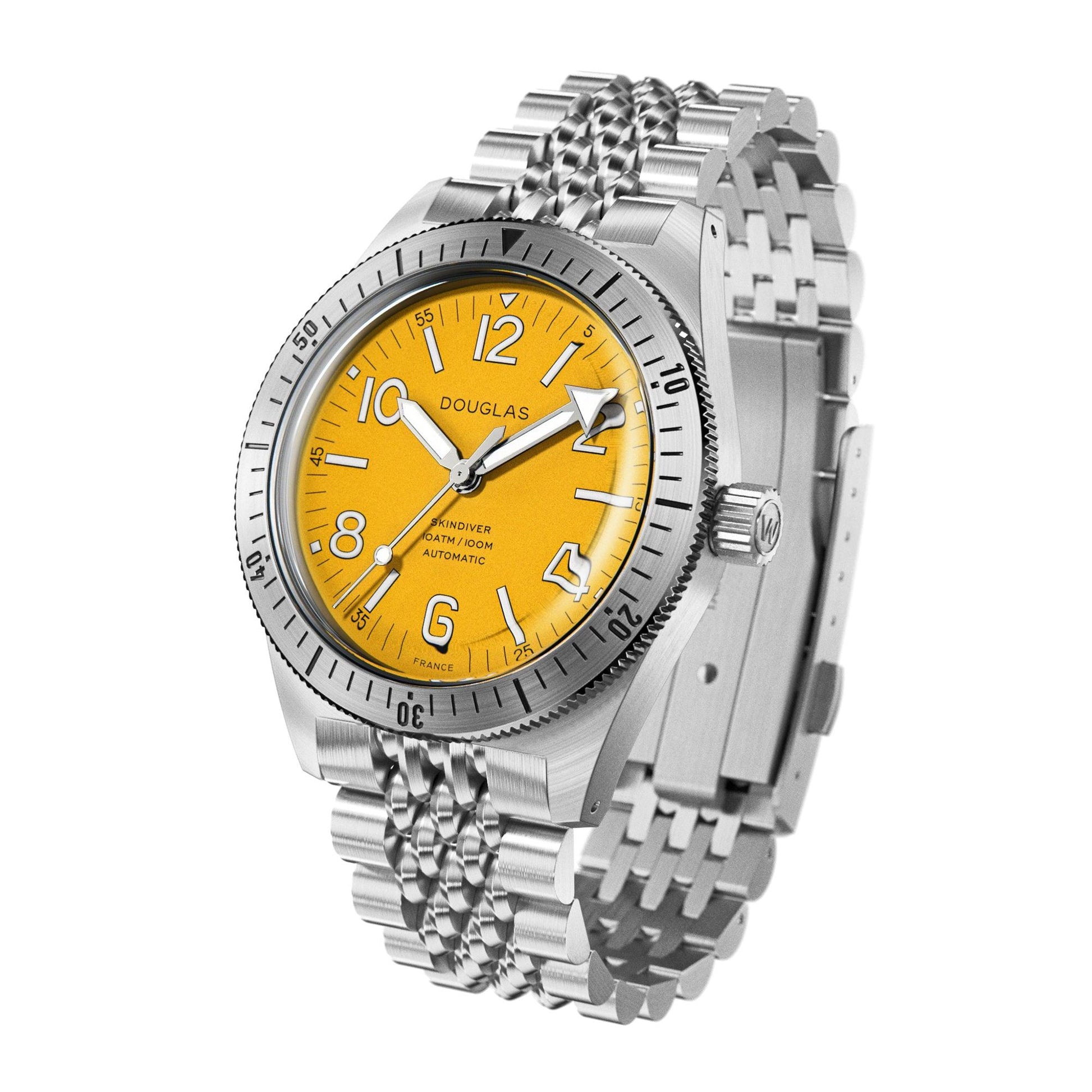 Skindiver Professional Bracelet Tool-Watch – Yellow & Steel - Wolbrook Watches