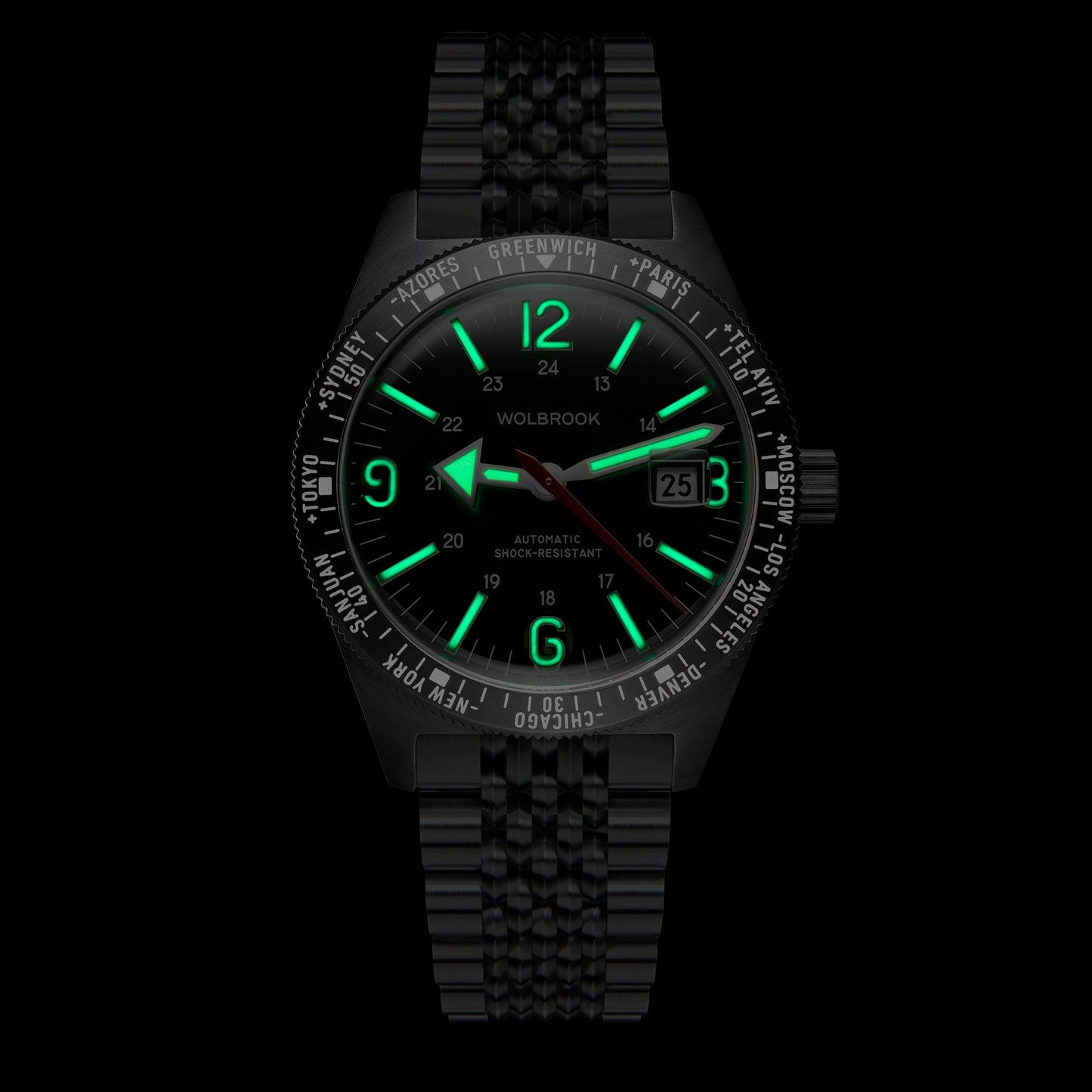 Skindiver WT Automatic Bracelet Watch – Green Lum & Black PVD - Wolbrook Watches