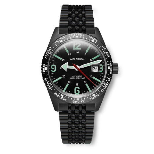Skindiver WT Automatic Bracelet Watch – Green Lum & Black PVD - Wolbrook Watches