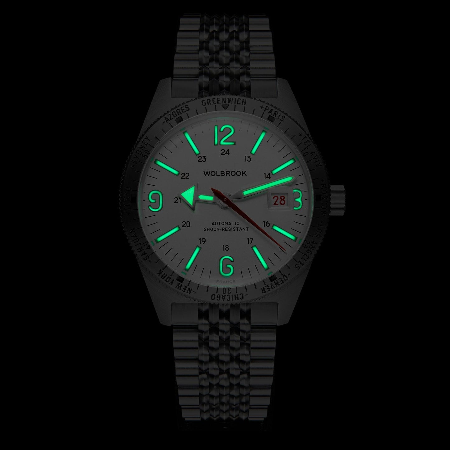 Skindiver WT Automatic Bracelet Watch – Green Lum & Steel - Wolbrook Watches