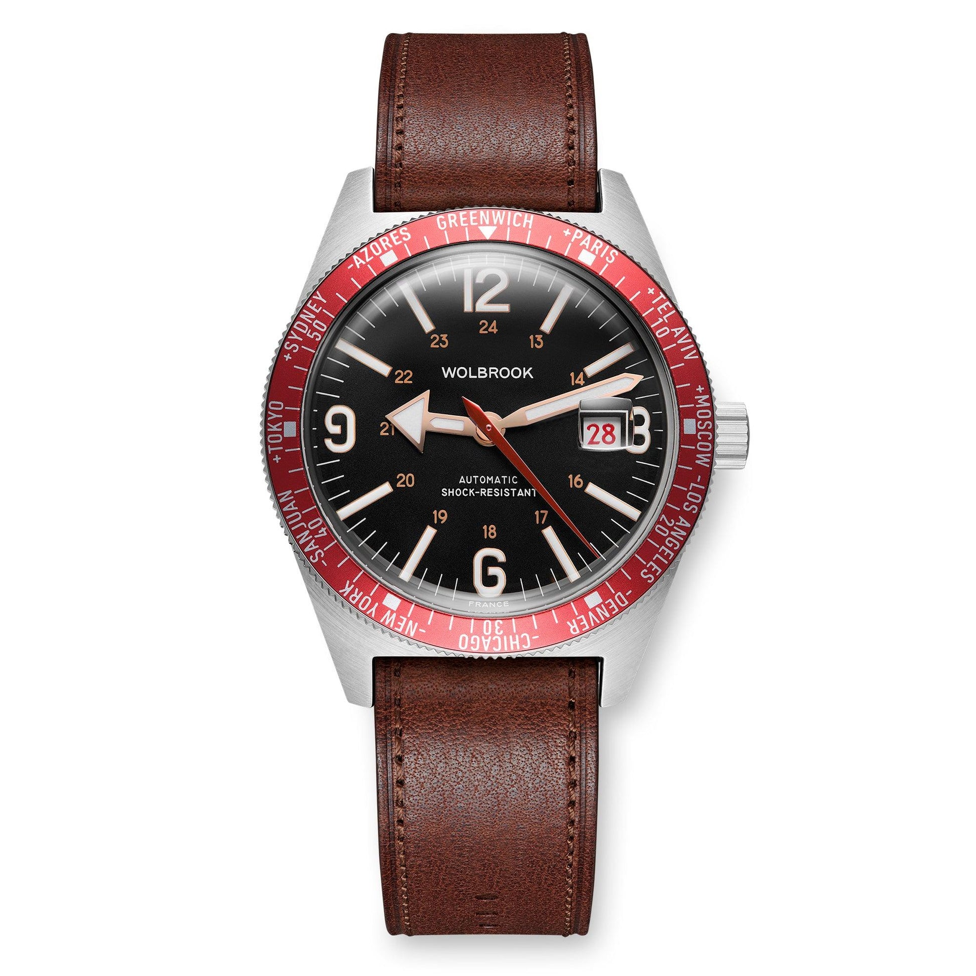 Skindiver WT Automatic Vintage Dial, Rose Gold Hands and Red Aluminum Bezel