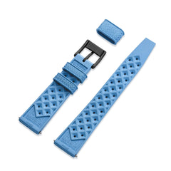 Sky Blue Tropic Rubber Strap & Black PVD Steel Buckle - Wolbrook Watches