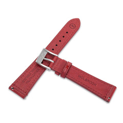 Two-Piece Red Leather Strap & Steel Buckle for Field Watch - Wolbrook Watches