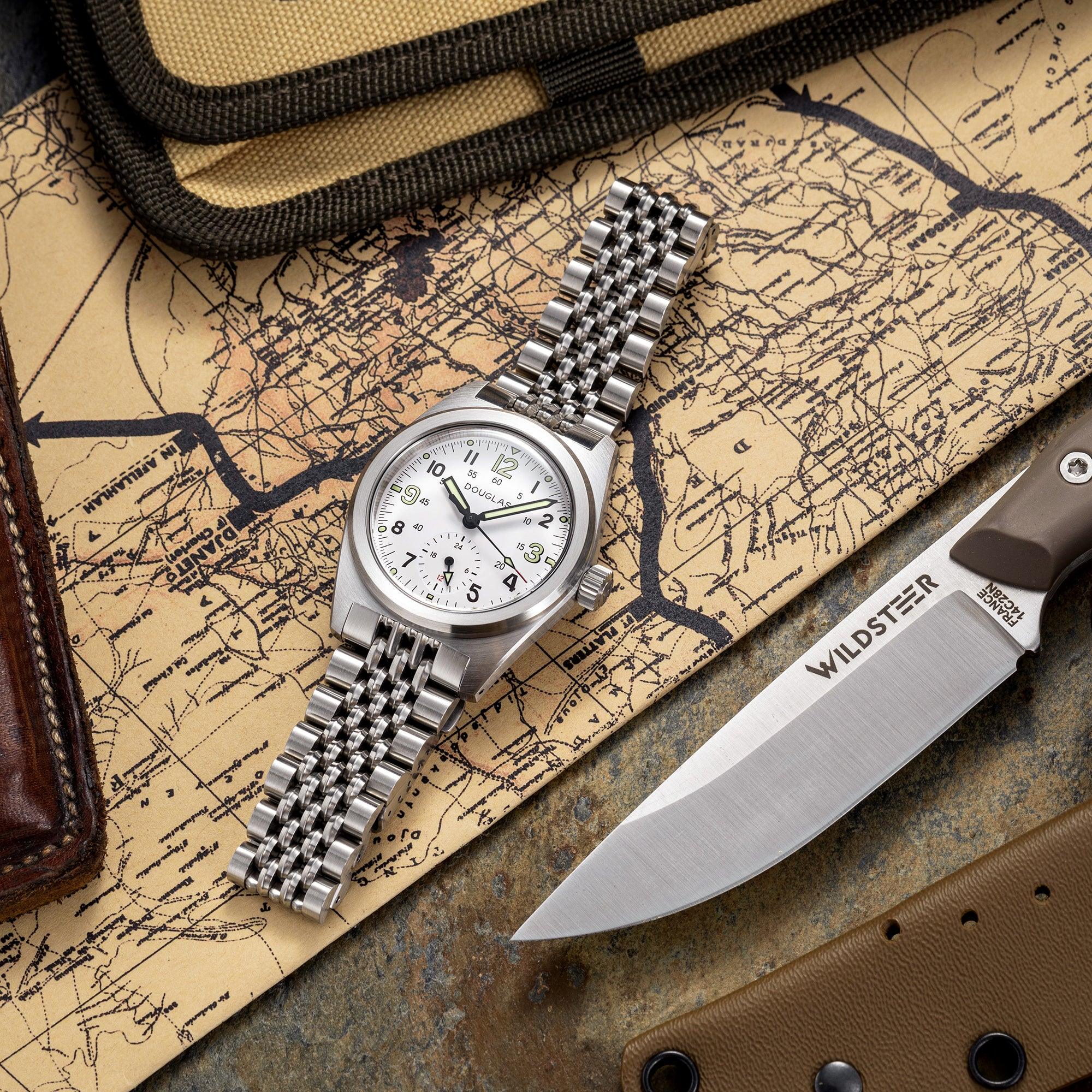 Outrider Professional Mecaquartz 38 Bracelet Field Watch  – White