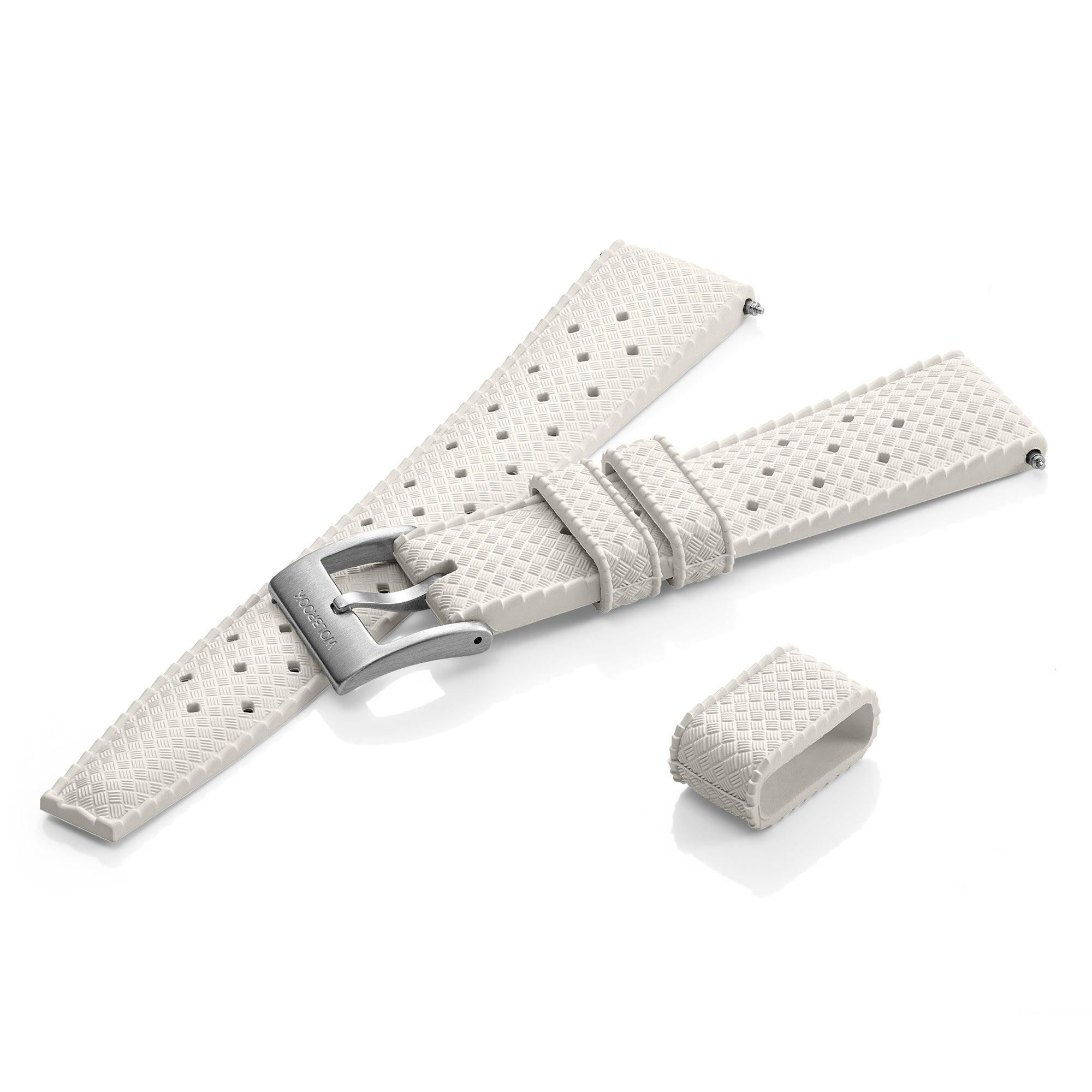 White Tropic Rubber Strap & Steel Buckle - Wolbrook Watches