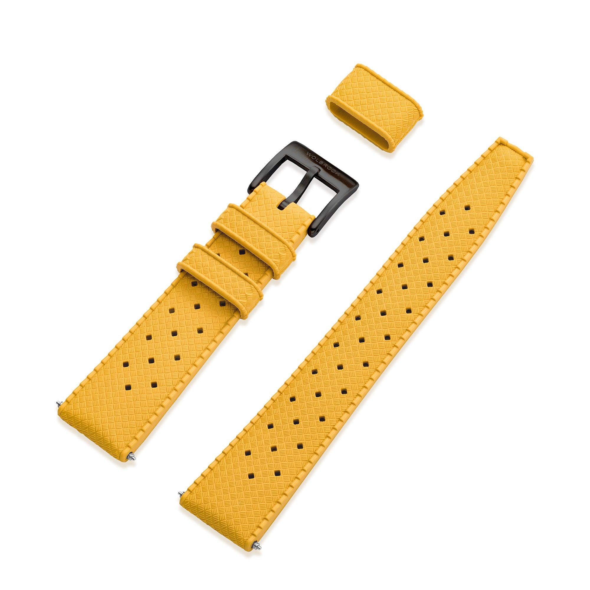 Yellow Tropic Rubber Strap & Black PVD Steel Buckle