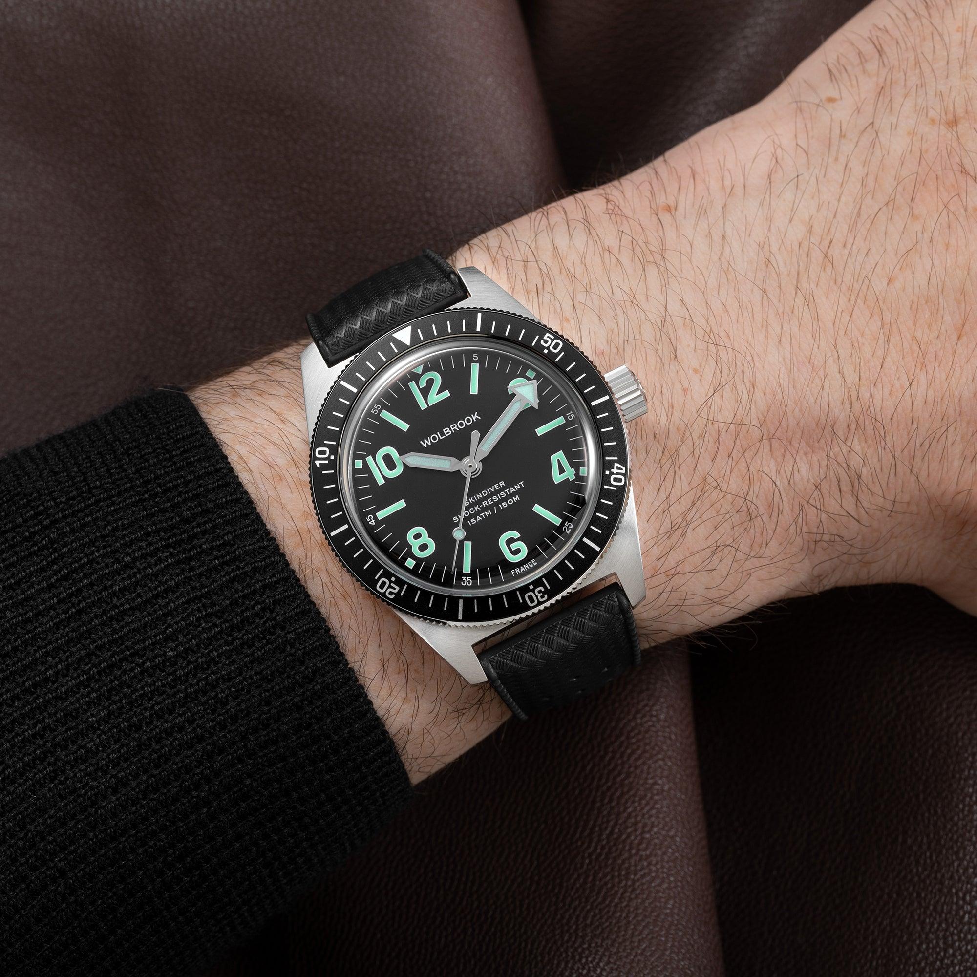 Skindiver Automatic Watch Green Lum Black Dial – Wolbrook Watches