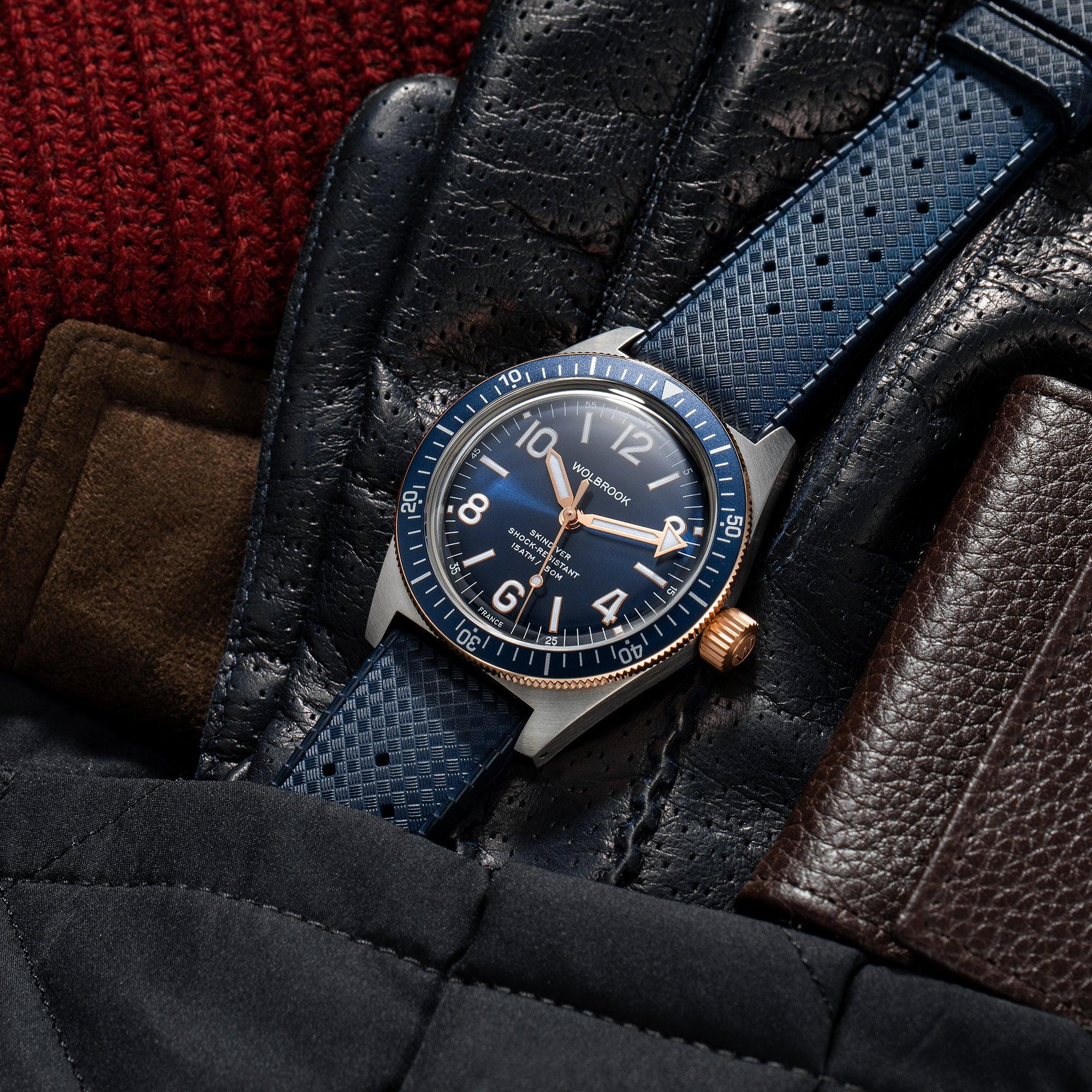 Skindiver Automatic Watch – Two-Tone Blue - Wolbrook Watches