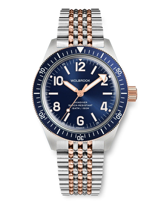 Skindiver Automatic Bracelet Watch – Two-Tone Blue