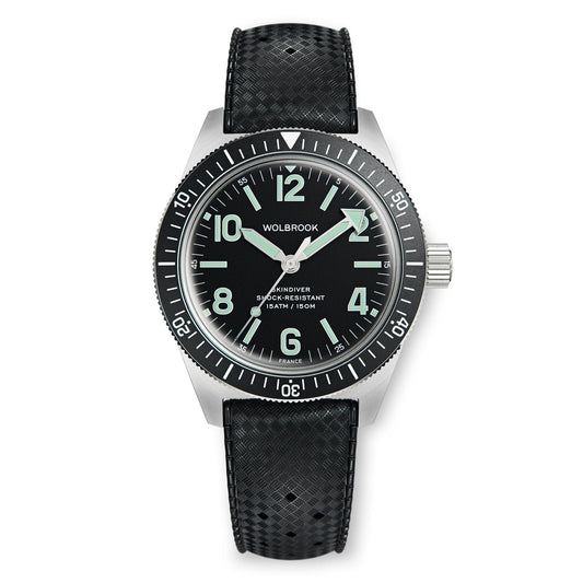 Skindiver Automatic Watch - Green Lum & Black Dial - Wolbrook Watches