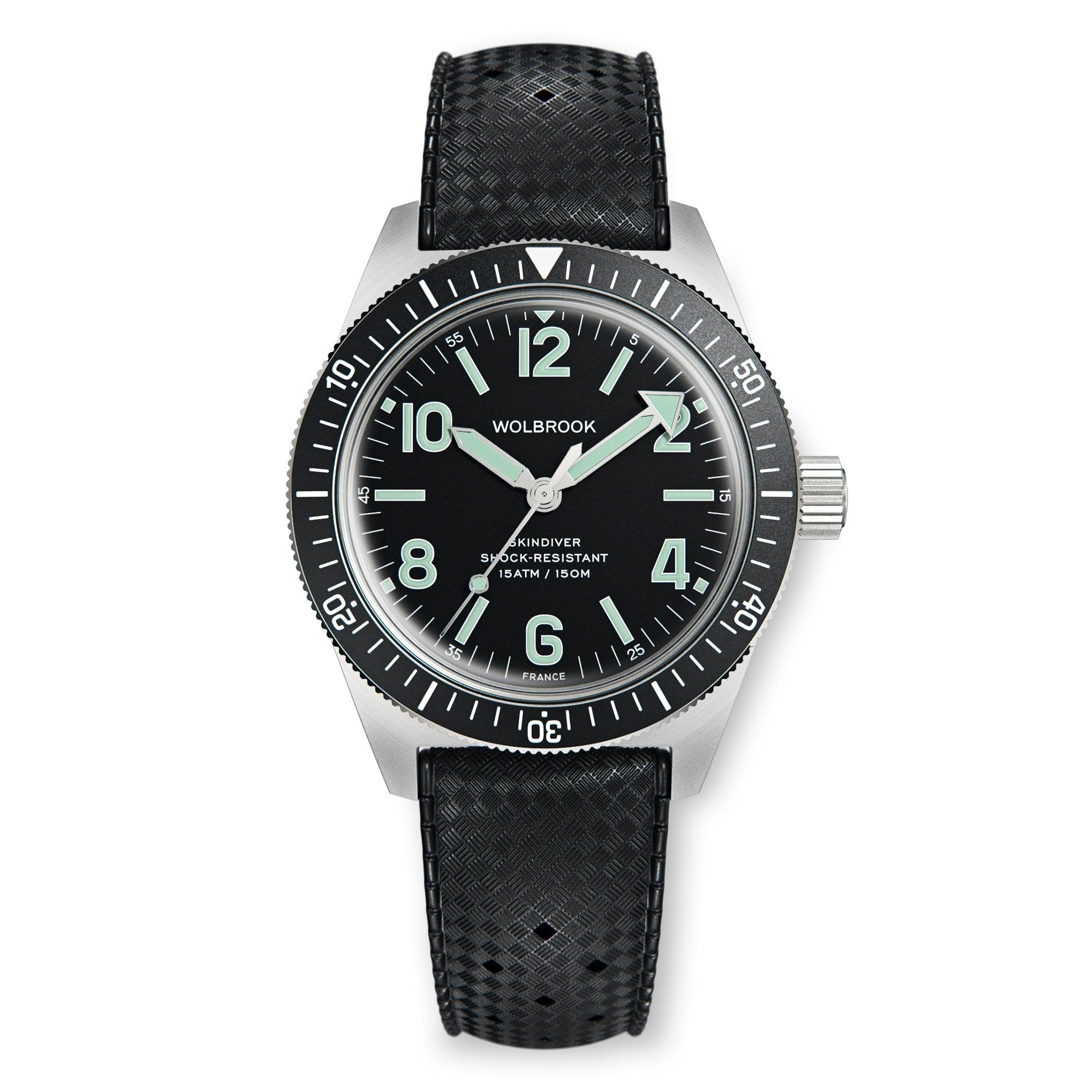 Skindiver Automatic Watch - Green Lum & Black Dial - Wolbrook Watches